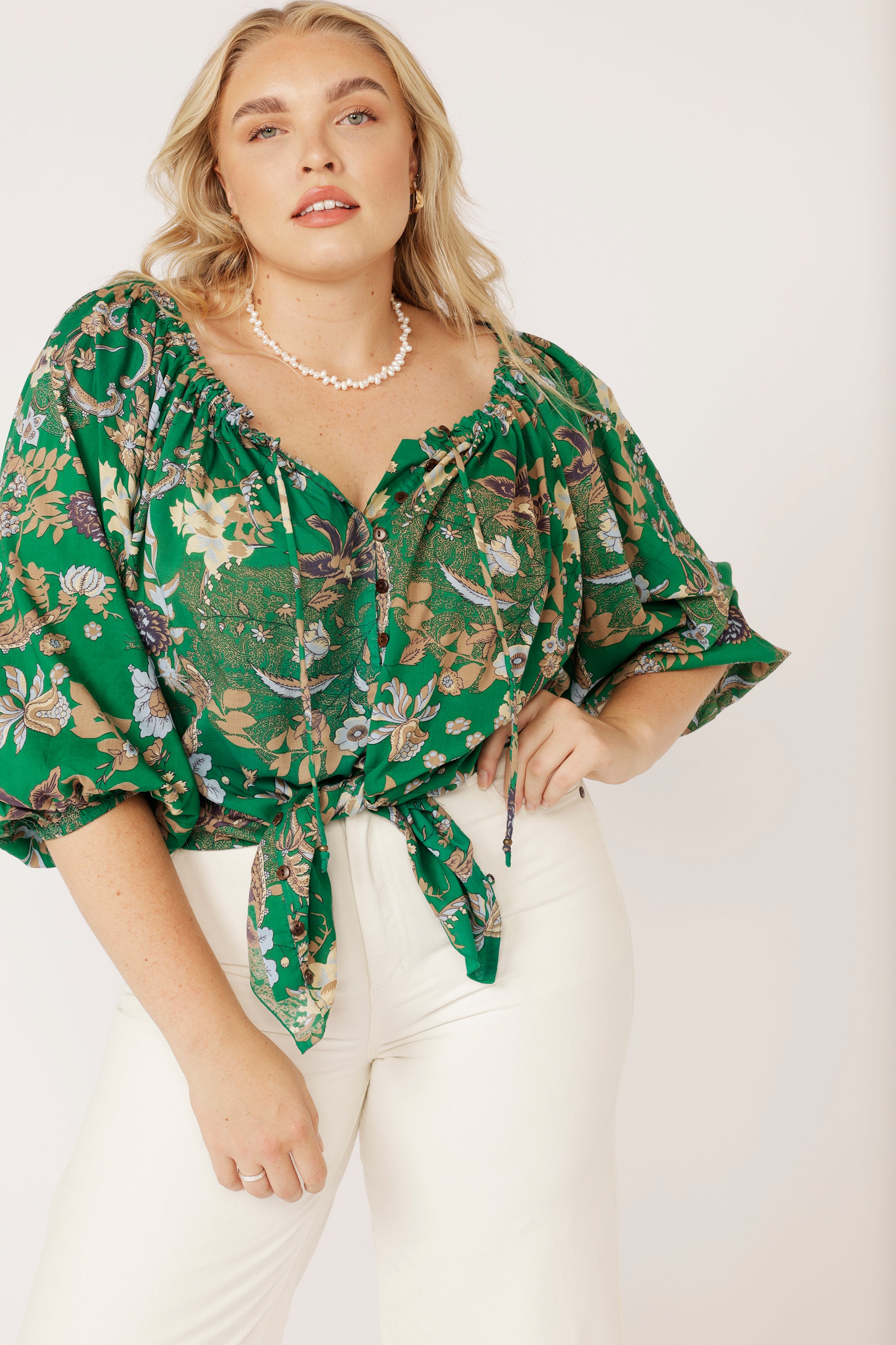Paris Night Top | Midnight Garden Green - Saffron Road