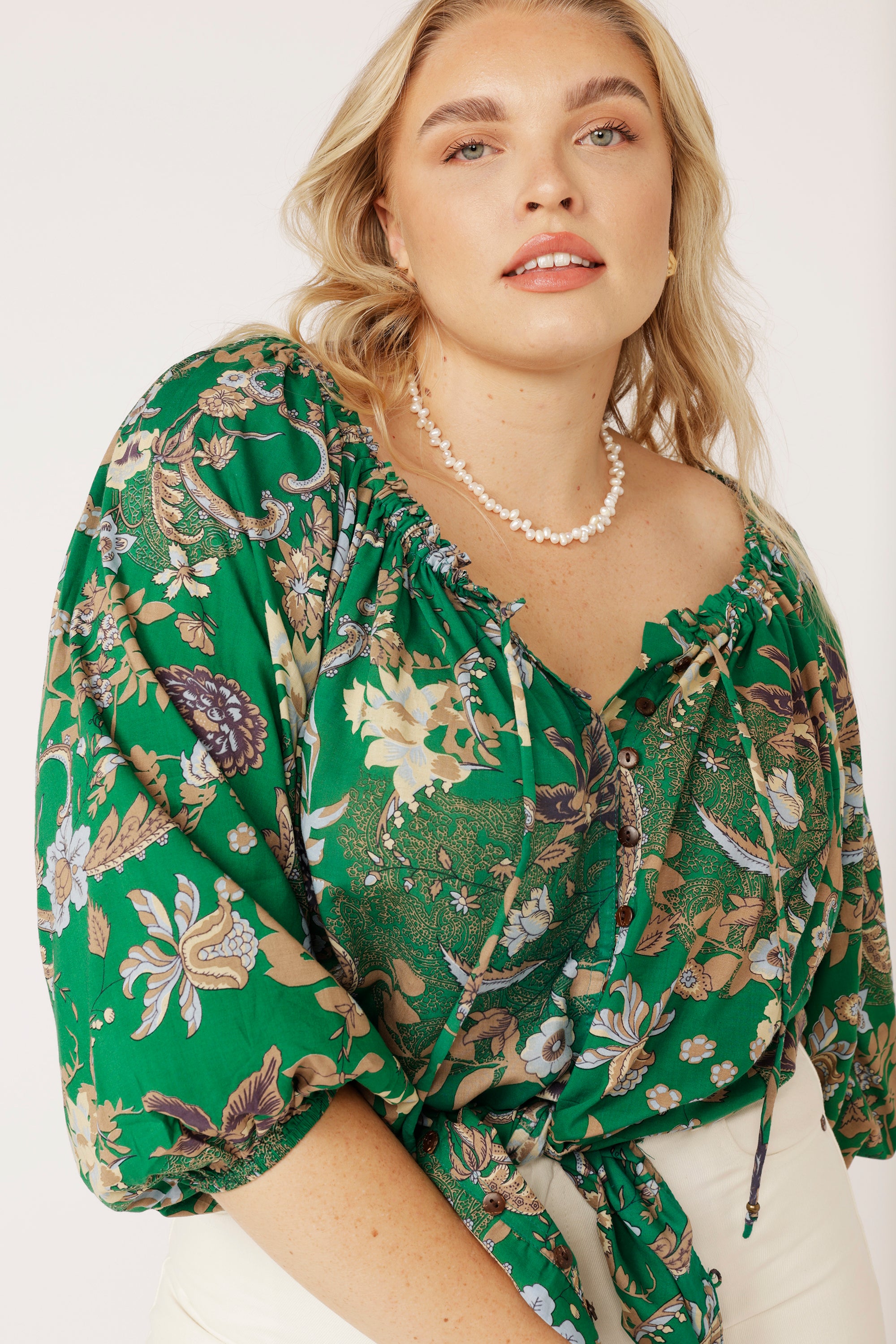 Paris Night Top | Midnight Garden Green - Saffron Road