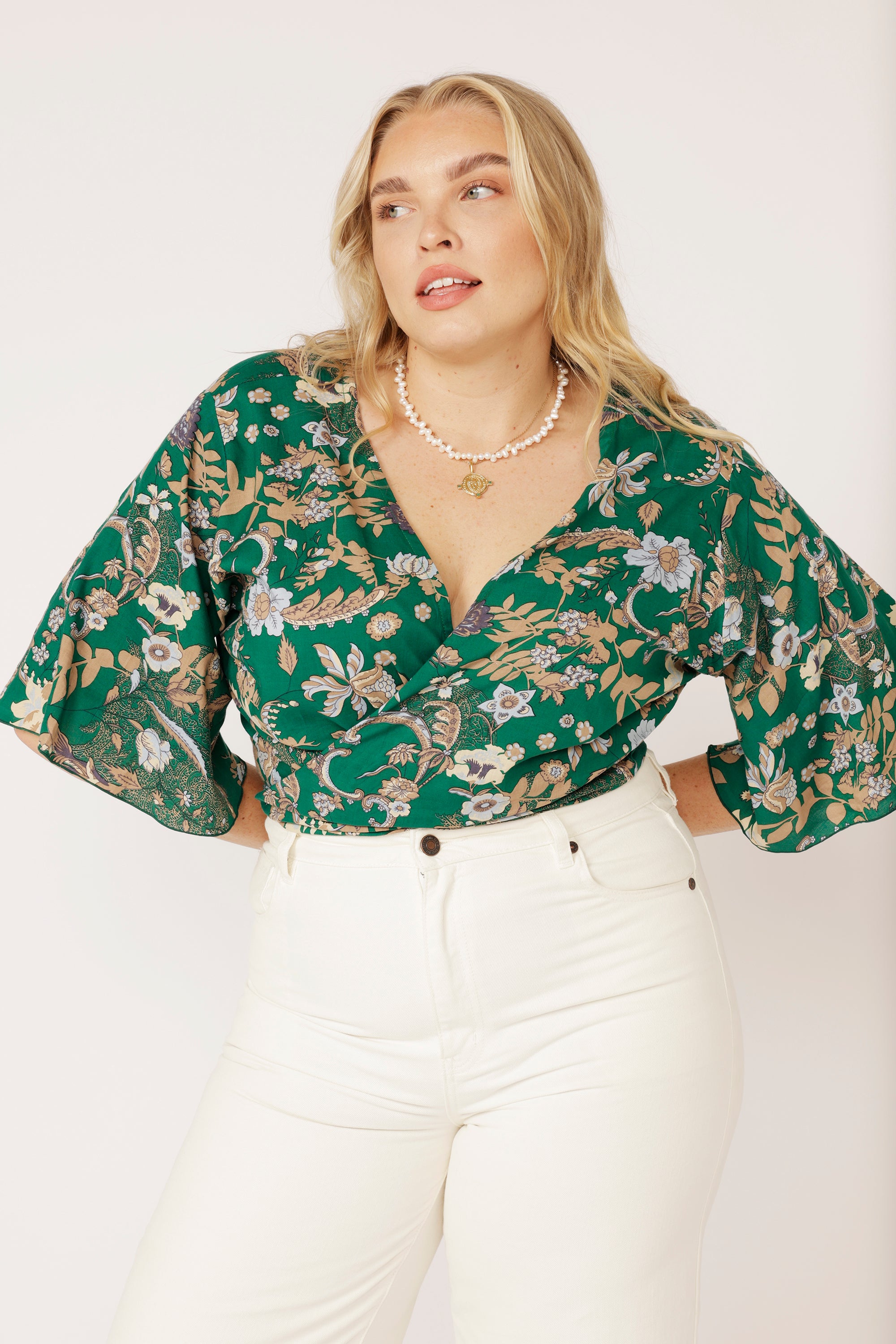 Wrap Me Up Top | Midnight Garden Green - Saffron Road