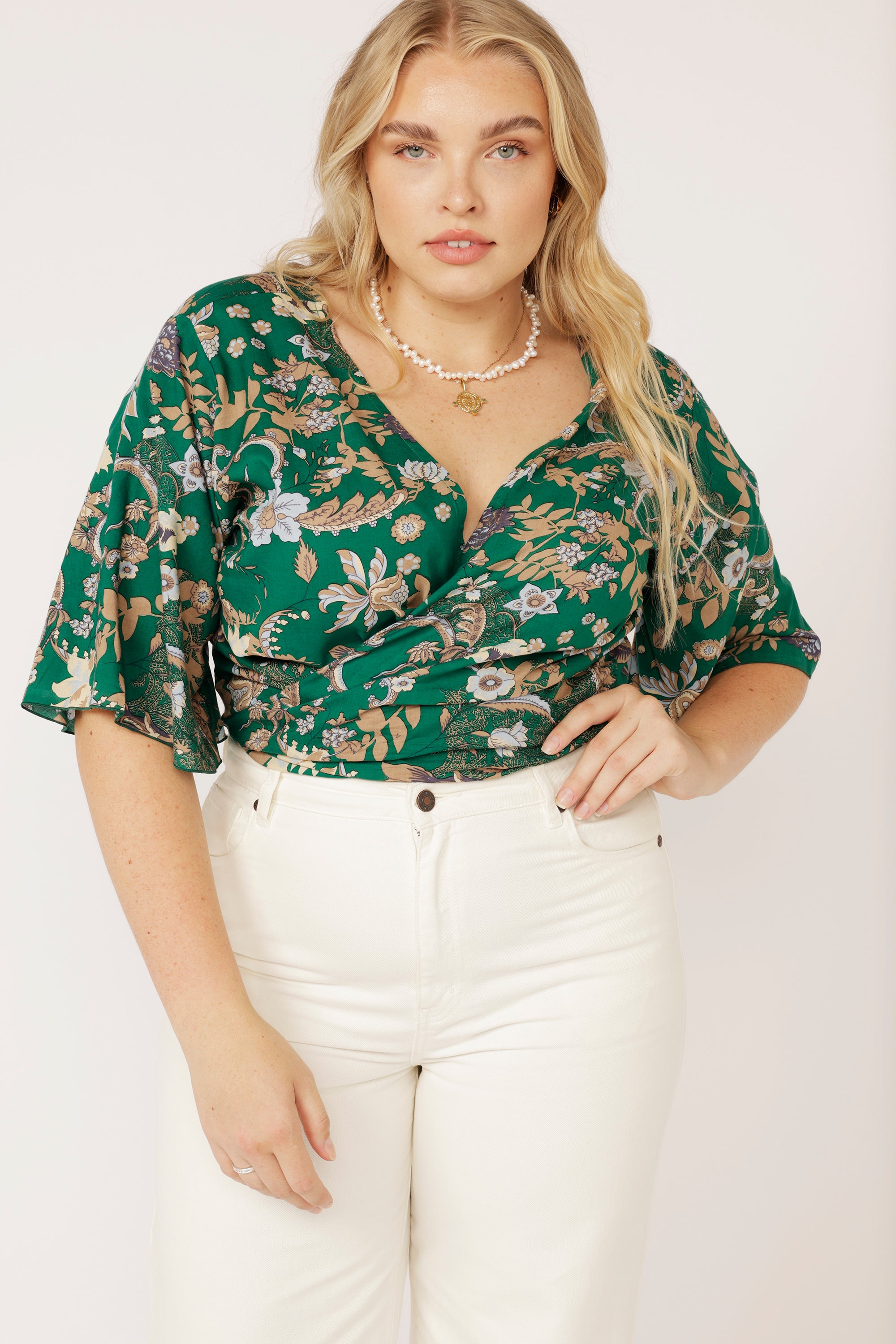 Wrap Me Up Top | Midnight Garden Green - Saffron Road