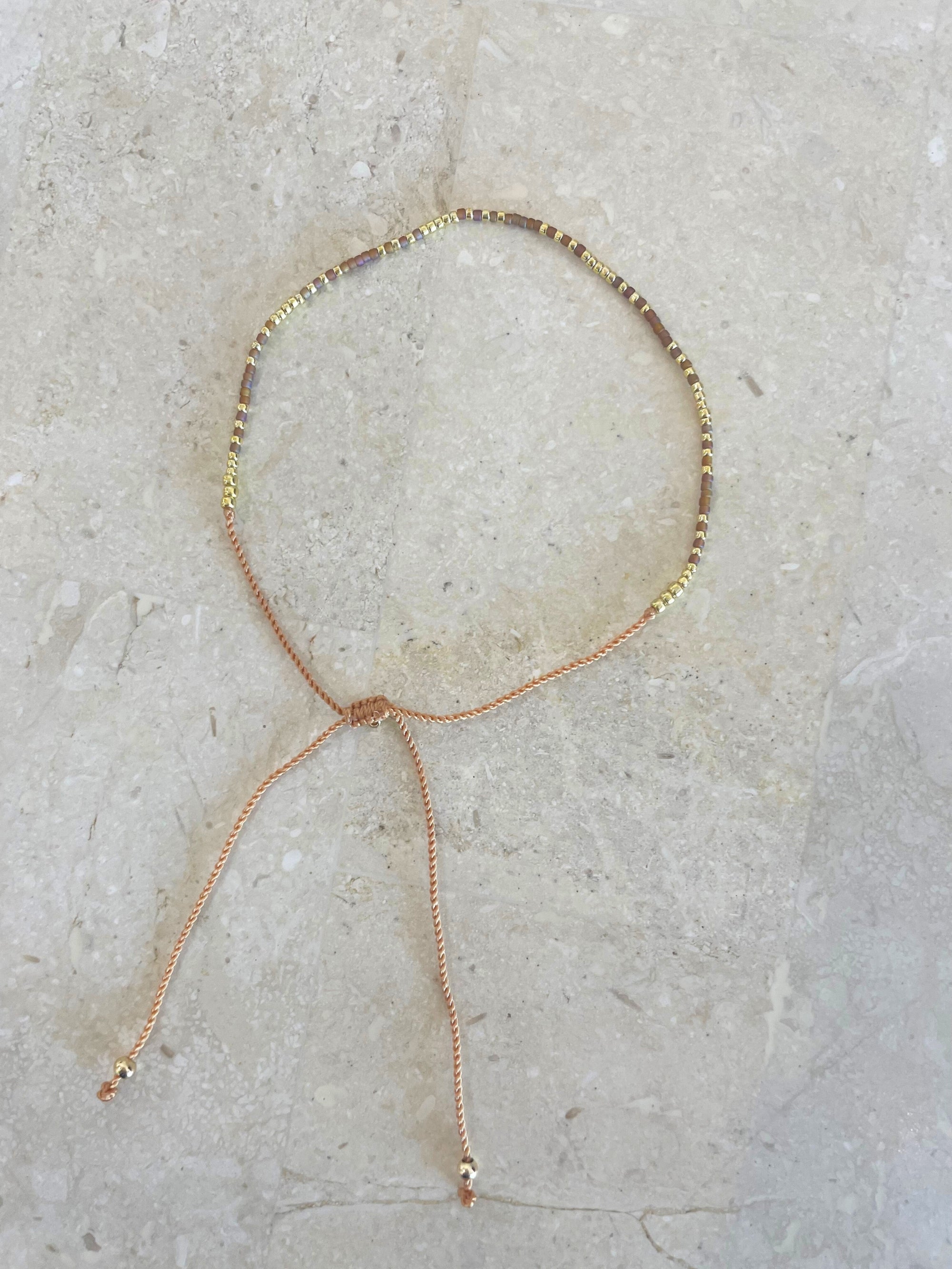 Bracelet 23 | Beads Tan & Gold - Saffron Road