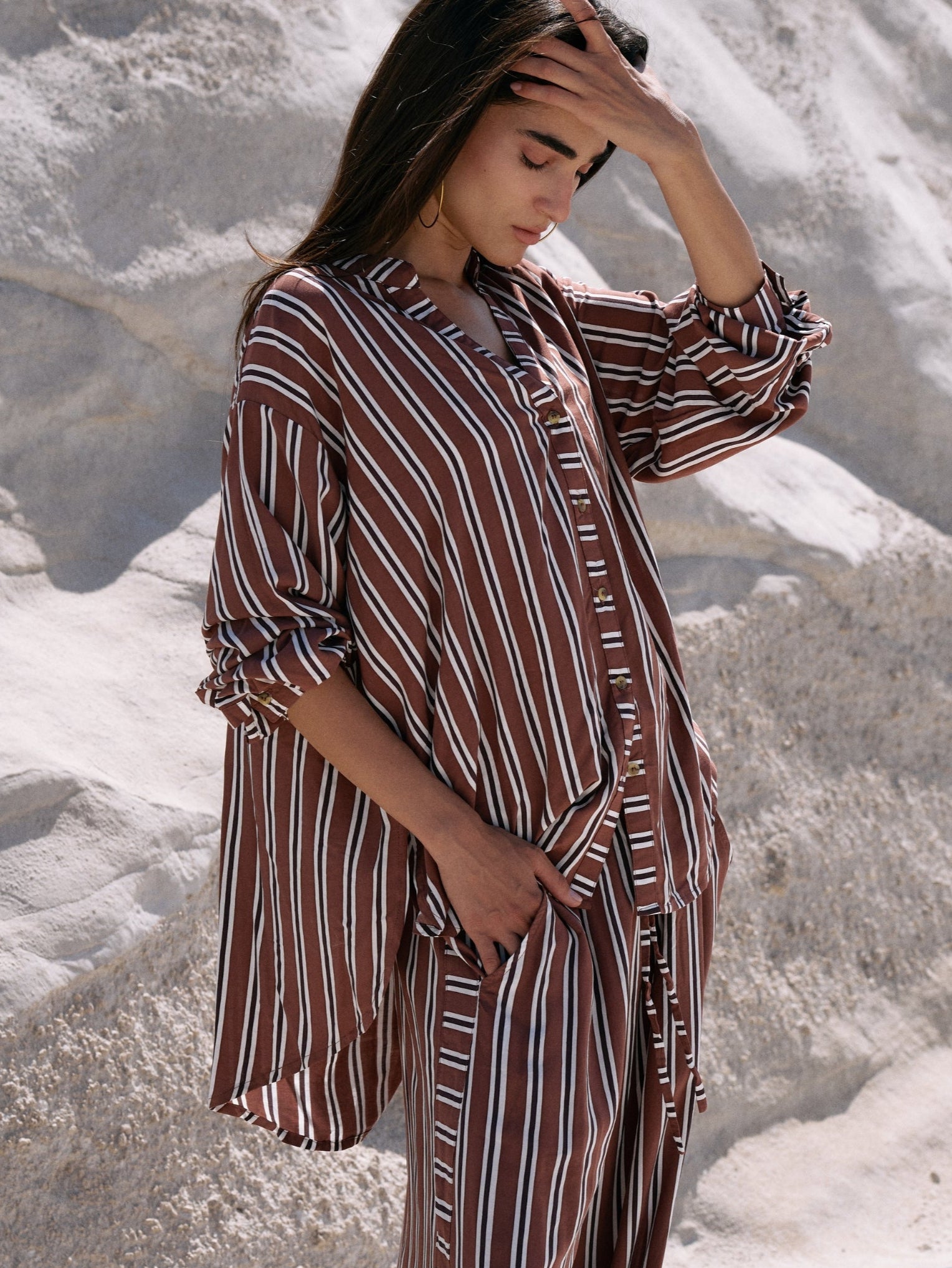 Manhattan Shirt | Cocoa Stripe - Saffron Road