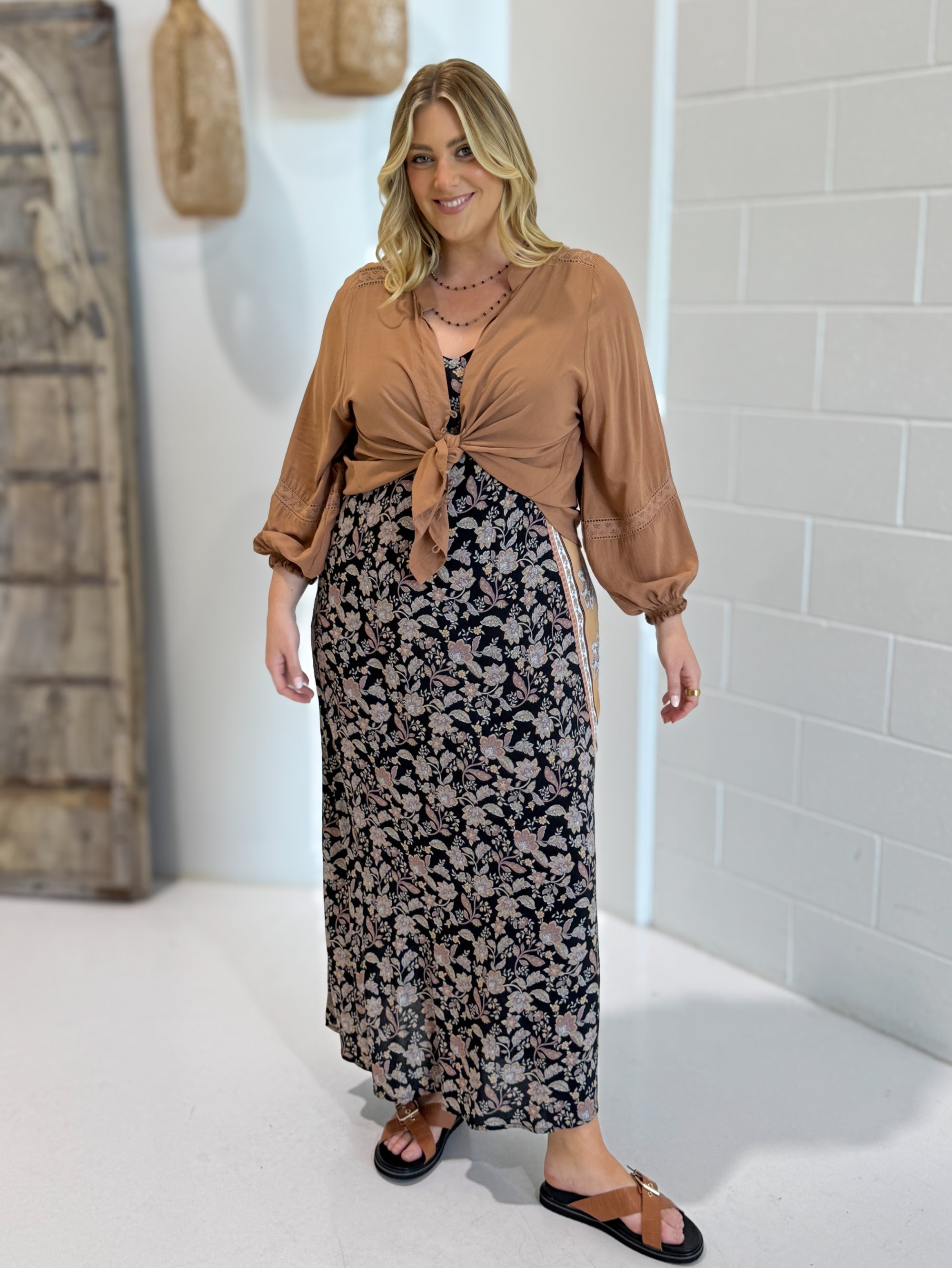 Viv Dress | Super Maxi | Mocha Bloom - Saffron Road