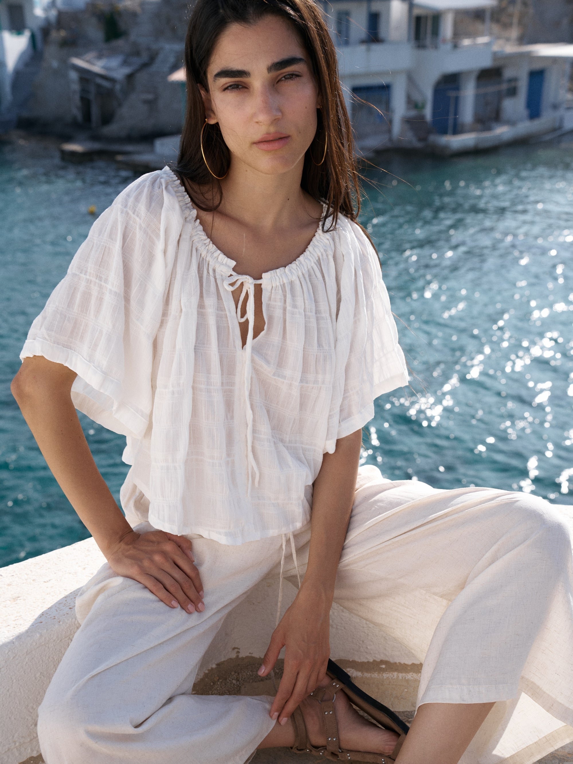 Festival Top | Waffle Ecru - Saffron Road