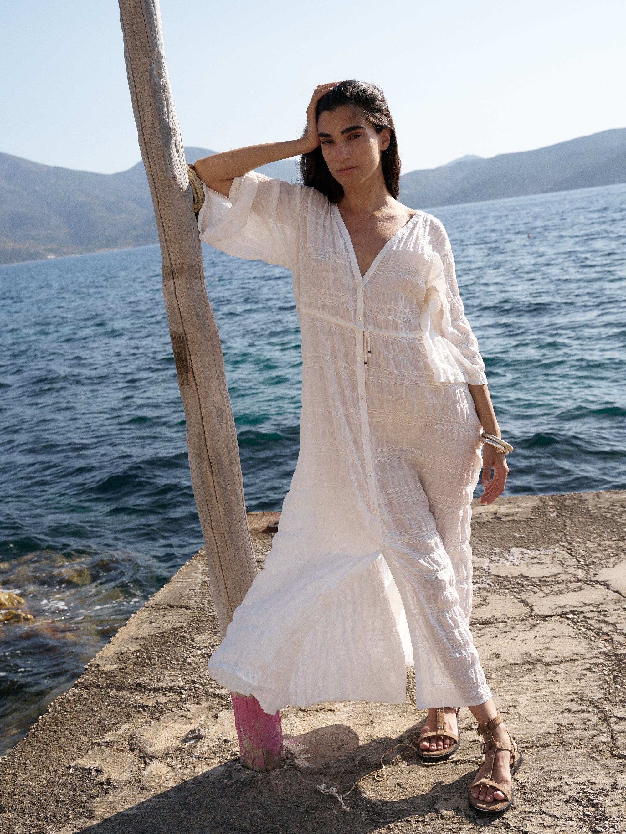Morocco Dress | Waffle Ecru - Saffron Road
