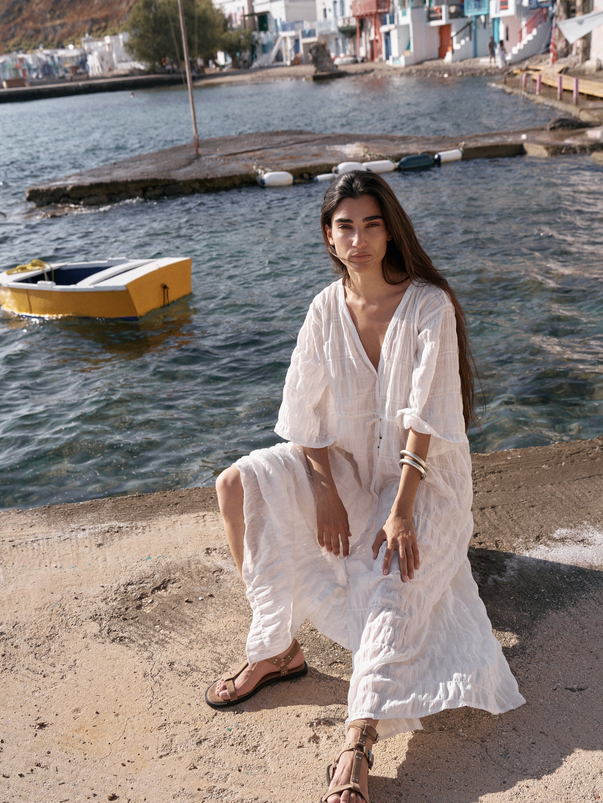 Morocco Dress | Waffle Ecru - Saffron Road