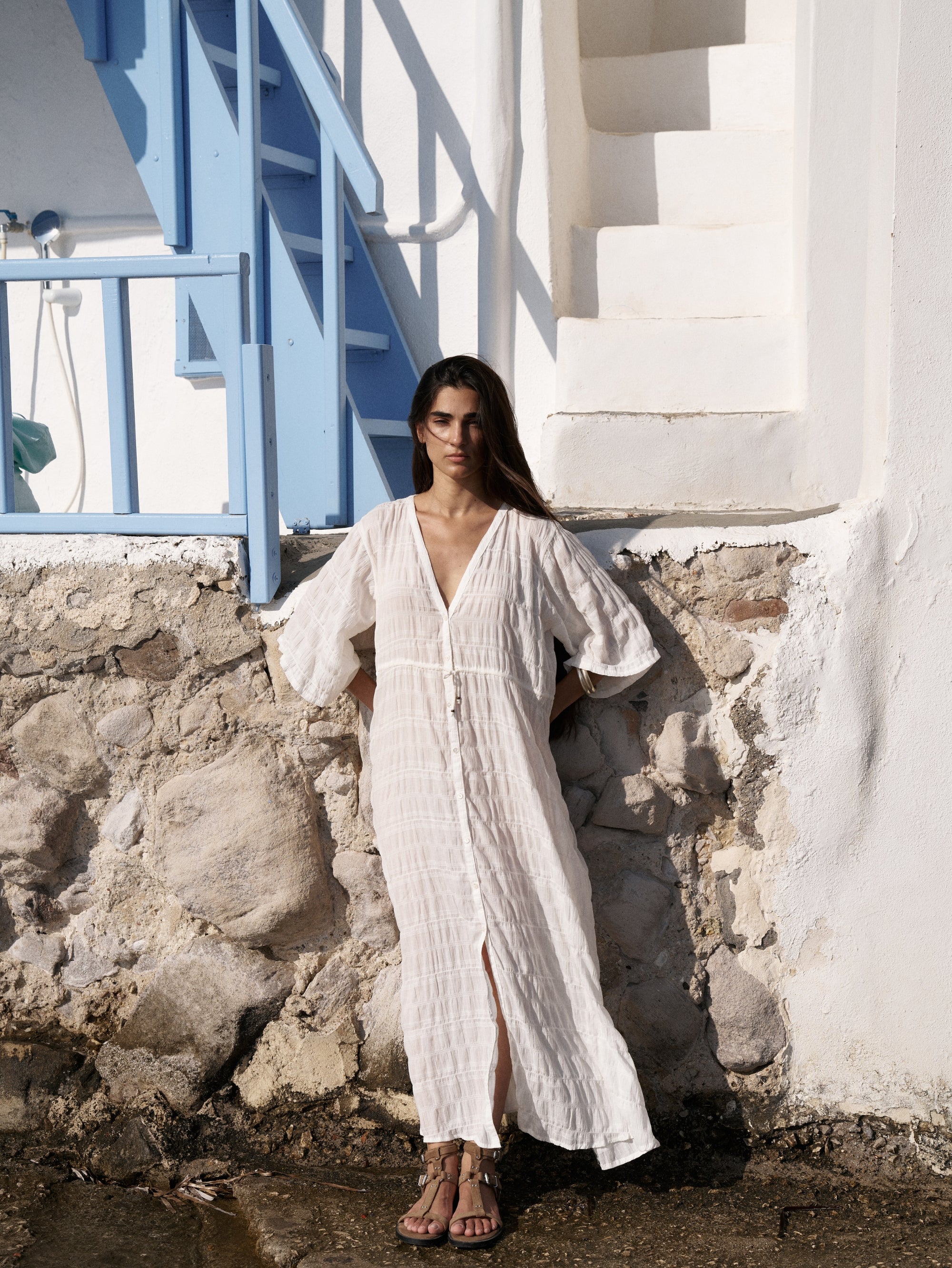 Morocco Dress | Waffle Ecru - Saffron Road