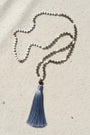 Necklace 14 | LONG - Stones with tassel feature Grey - Saffron Road