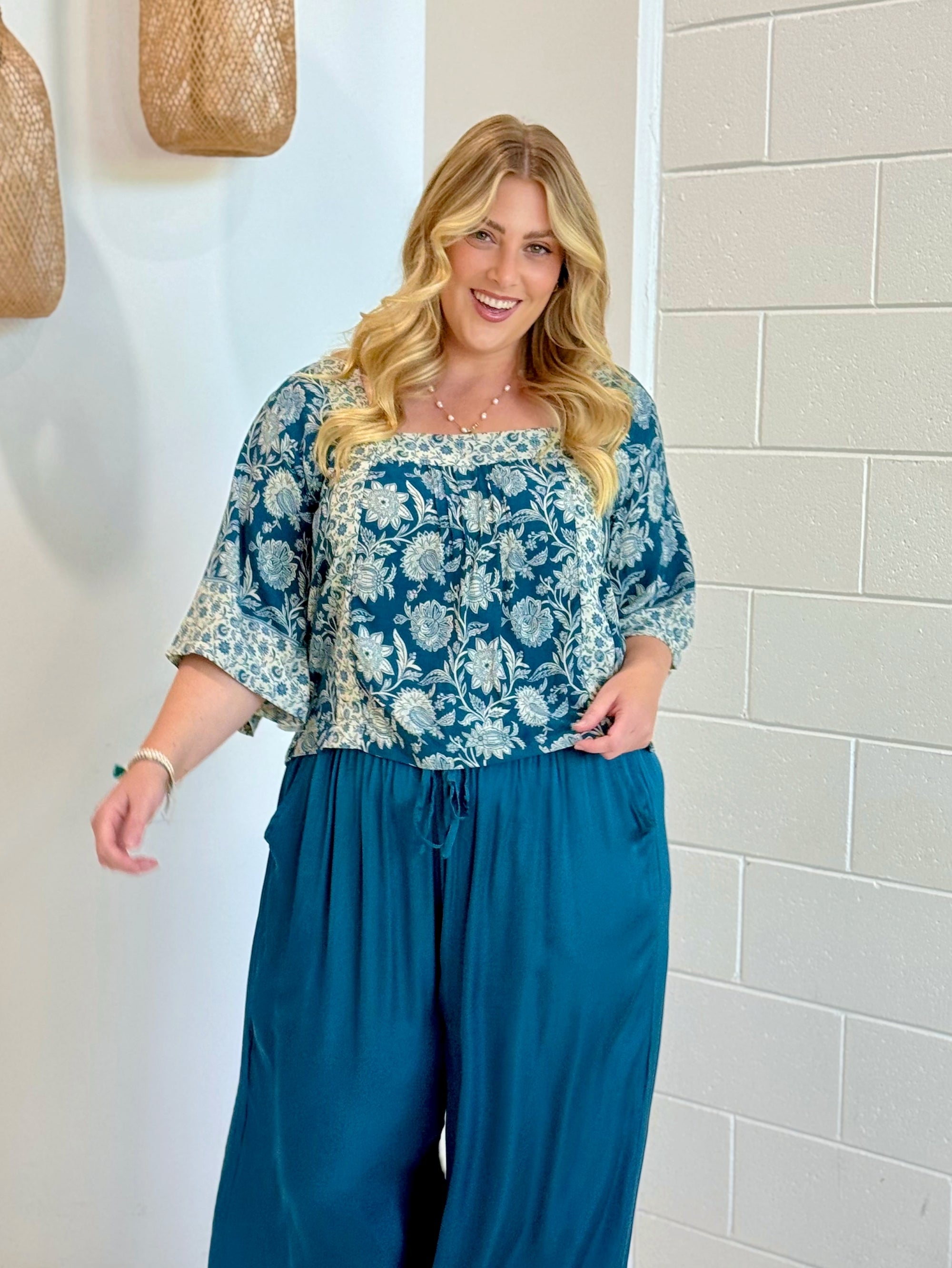 Lotus Flower Top | Vintage Teal - Saffron Road