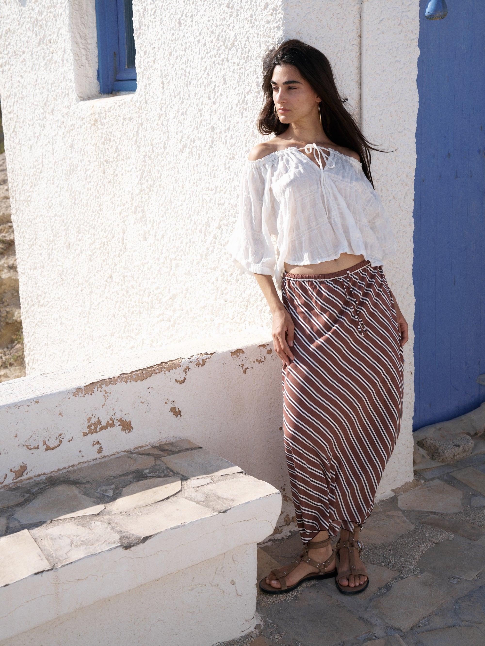 Violet Skirt | Cocoa Stripe - Saffron Road