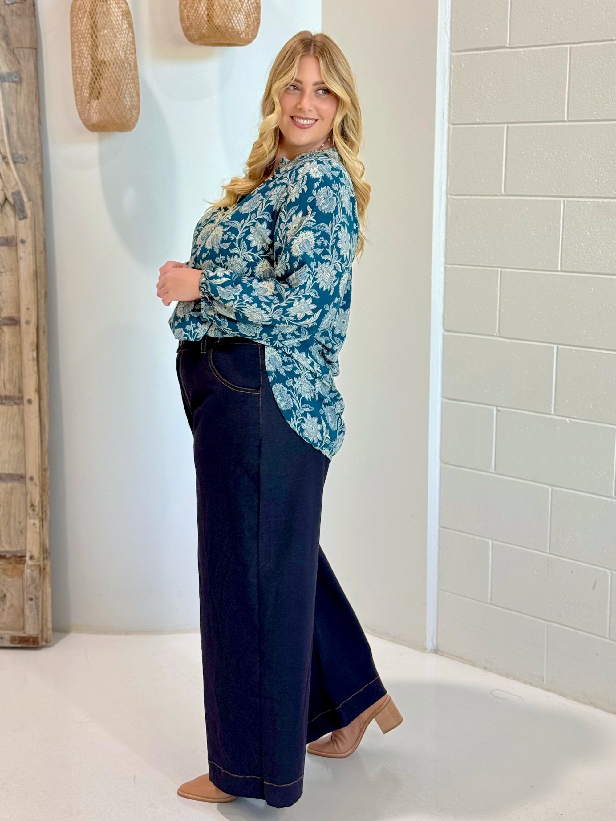 Natalya Blouse | Vintage Teal - Saffron Road