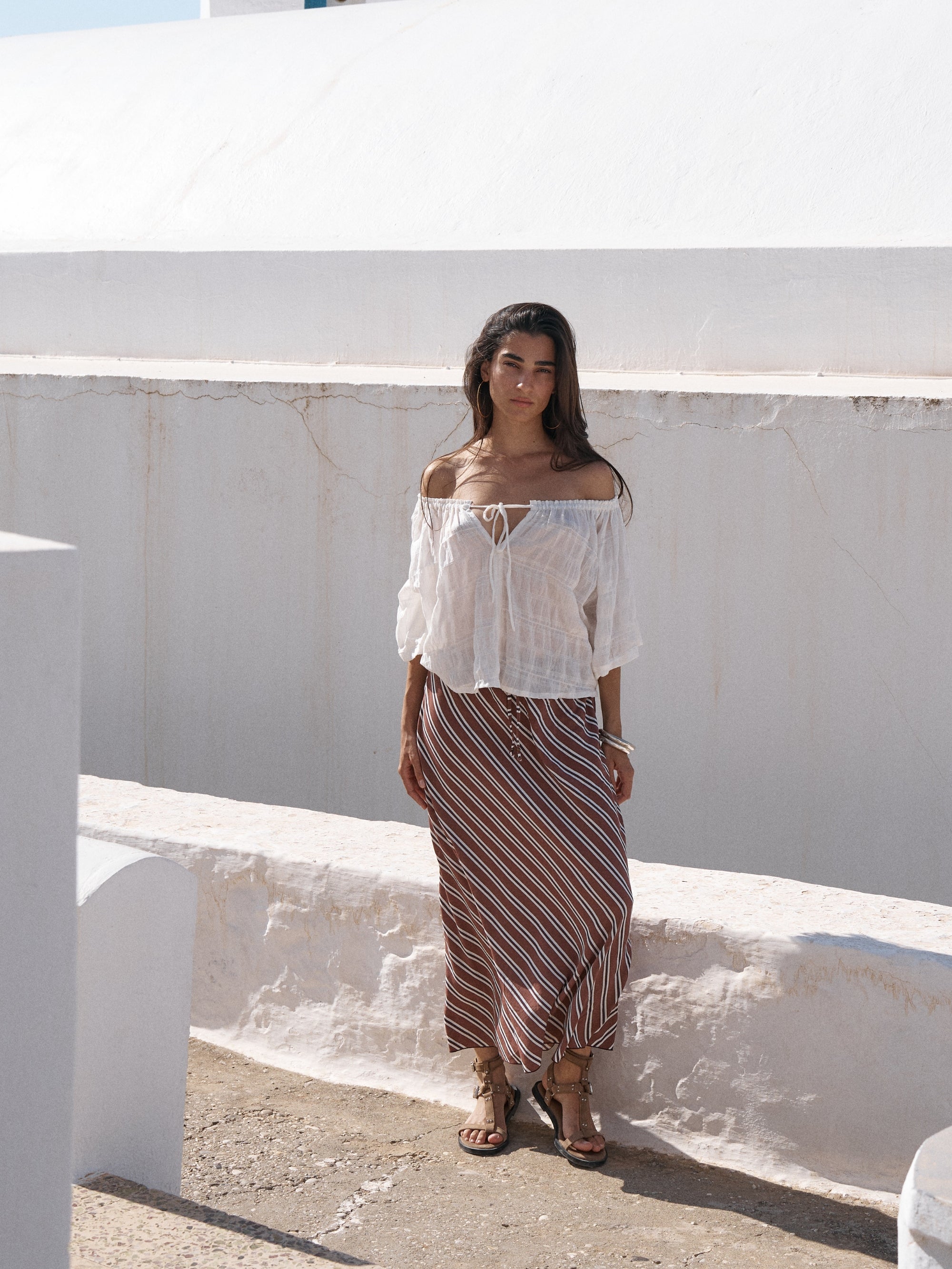 Violet Skirt | Cocoa Stripe - Saffron Road