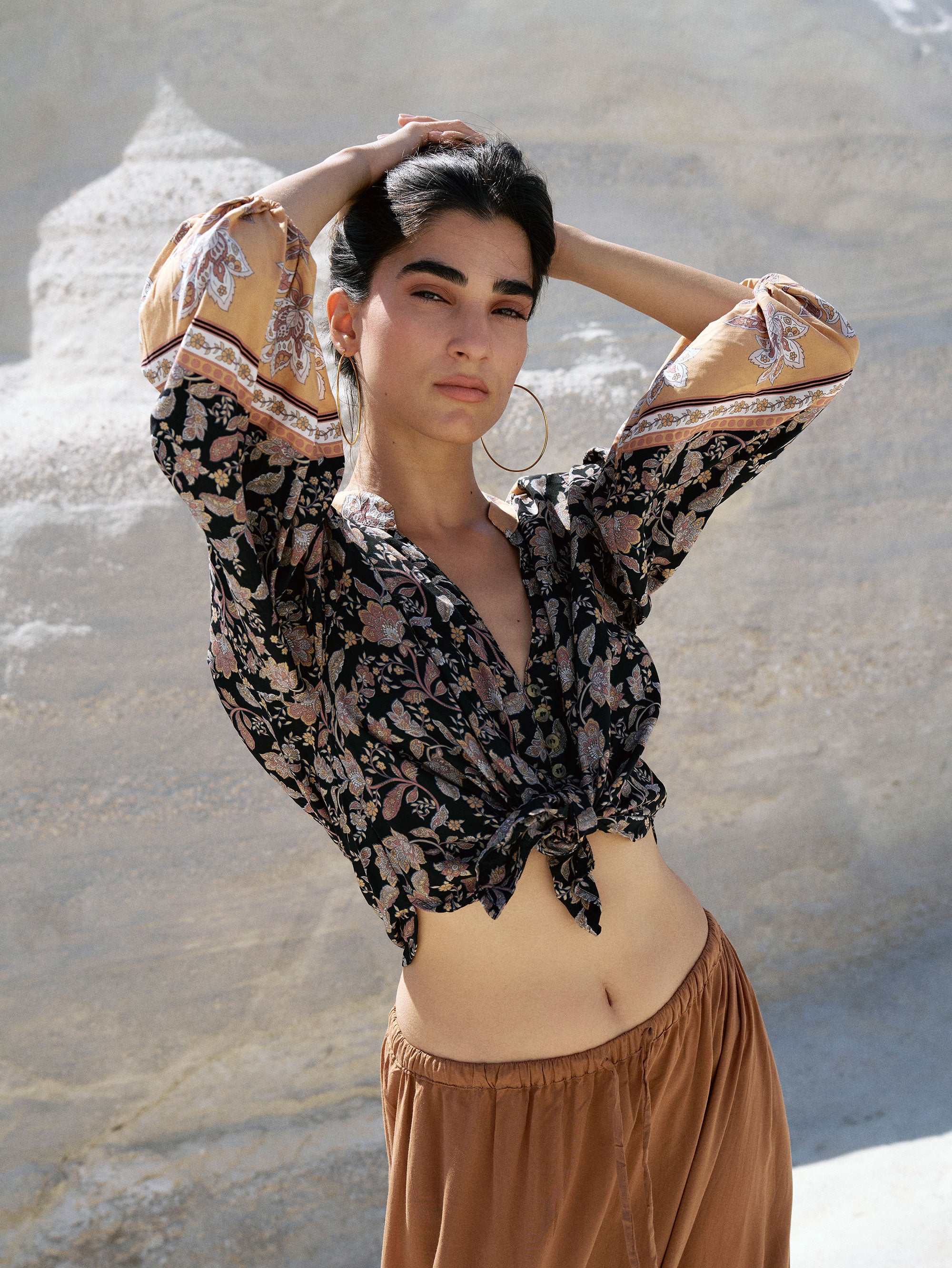 Amber Blouse | Mocha Bloom - Saffron Road