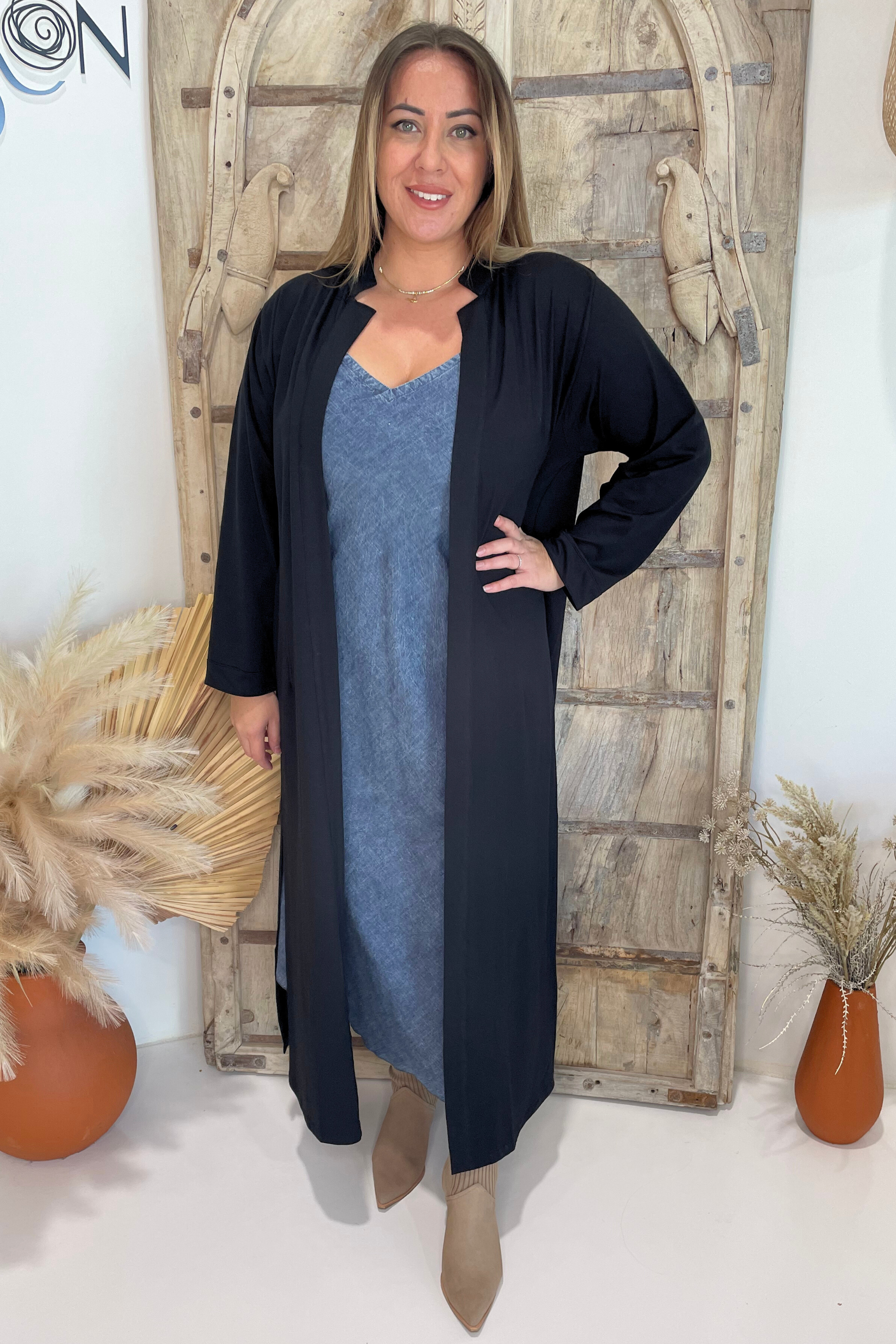 Cleo Cardigan MAXI | Black - Saffron Road