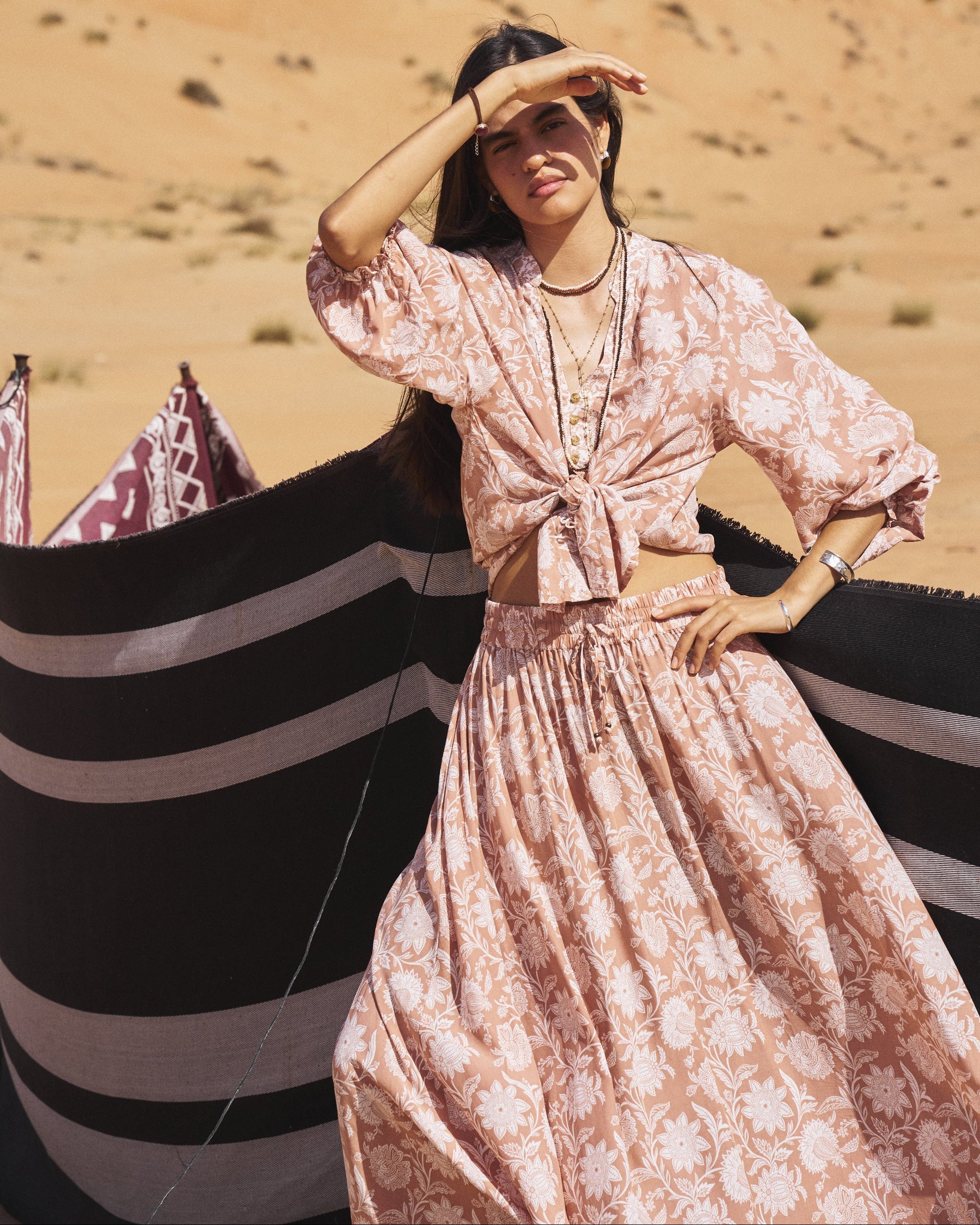 Amber Blouse | Beige Flower - Saffron Road