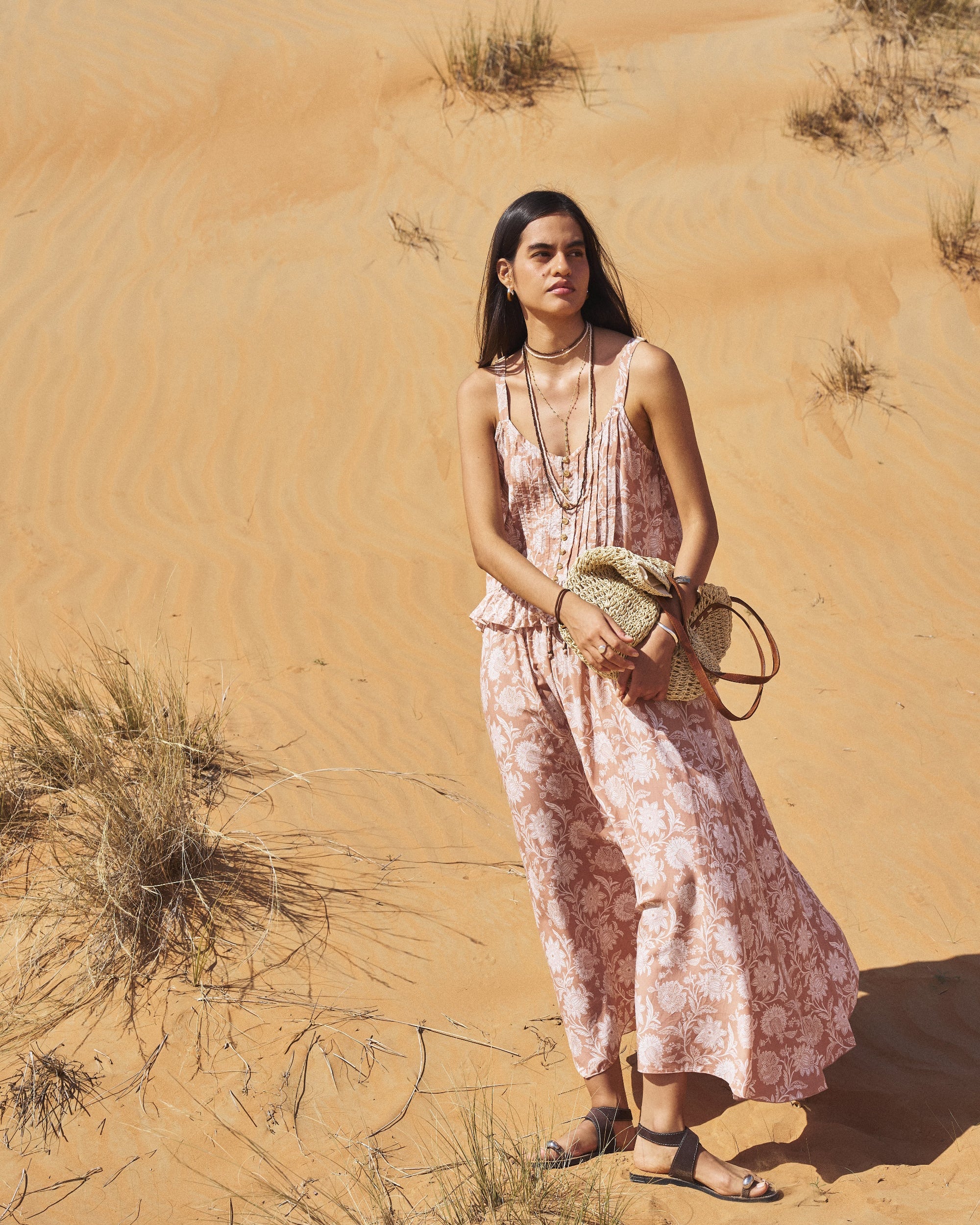 Circle Skirt | Beige Flower - Saffron Road