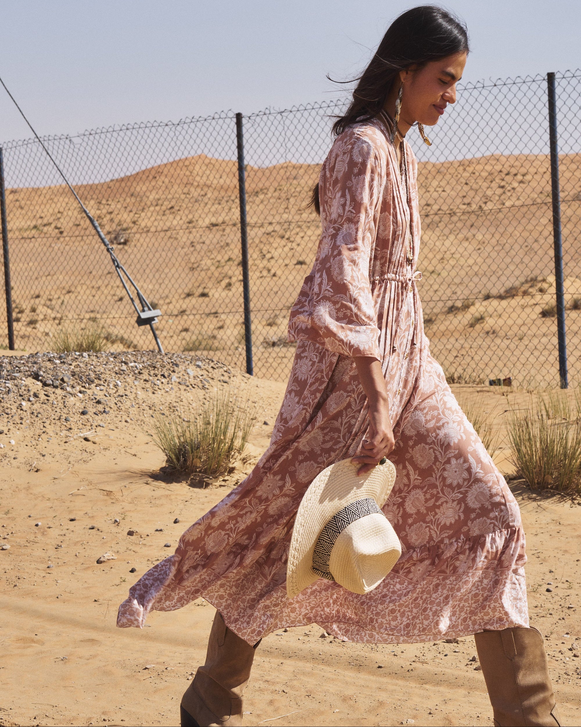 Duster Dress | Beige Flower - Saffron Road