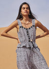 Emma Drawstring Tank | Onyx Black Paisley