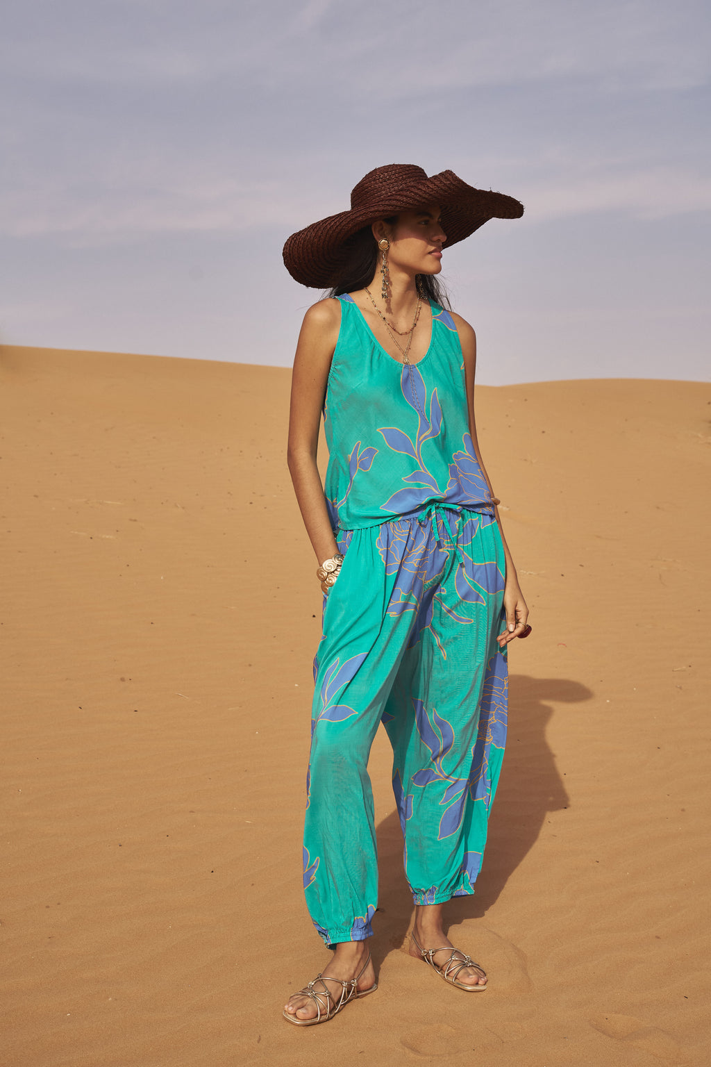 Saffron Road Cargo Pant Azure Botanica