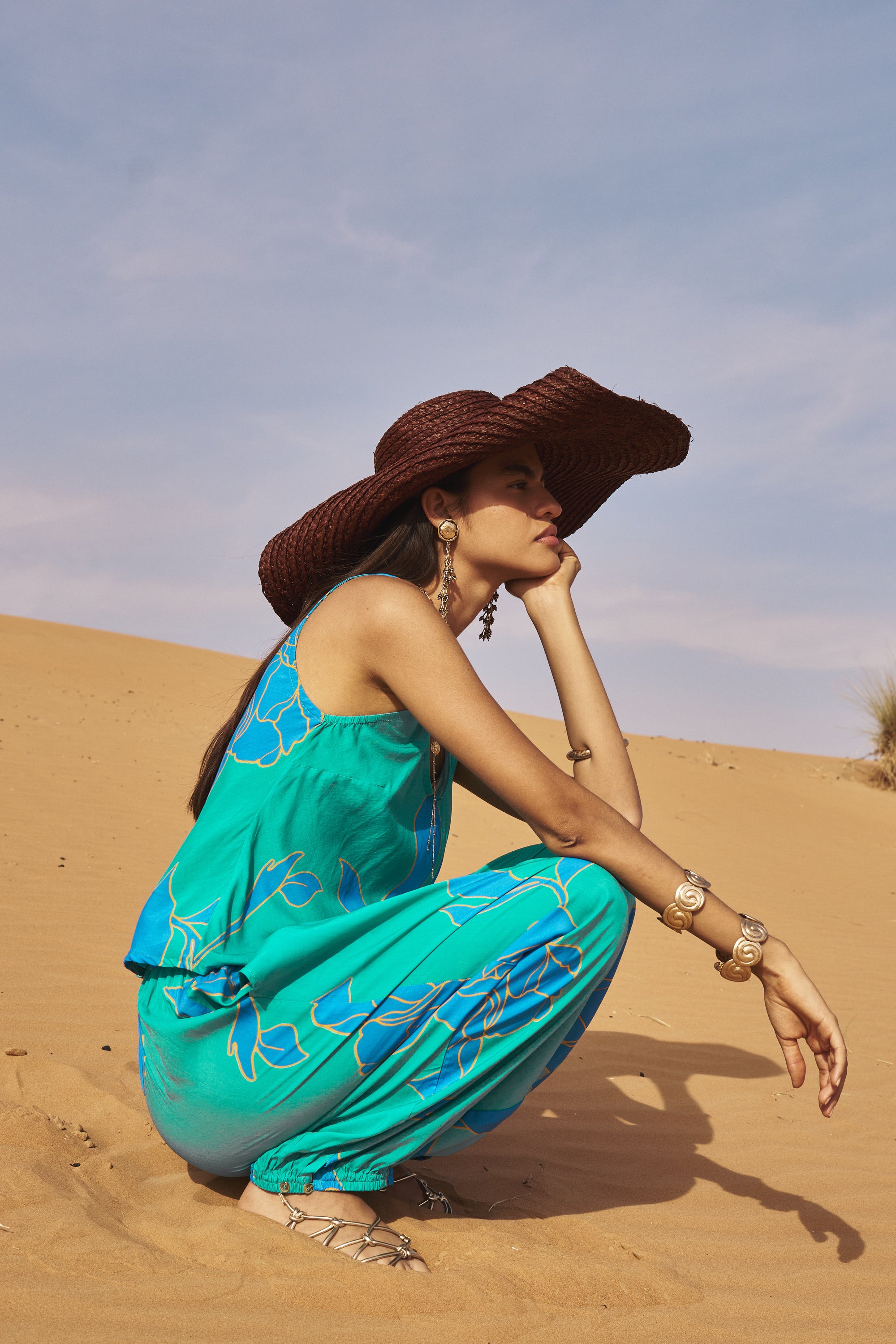 Saffron Road Cargo Pant Azure Botanica