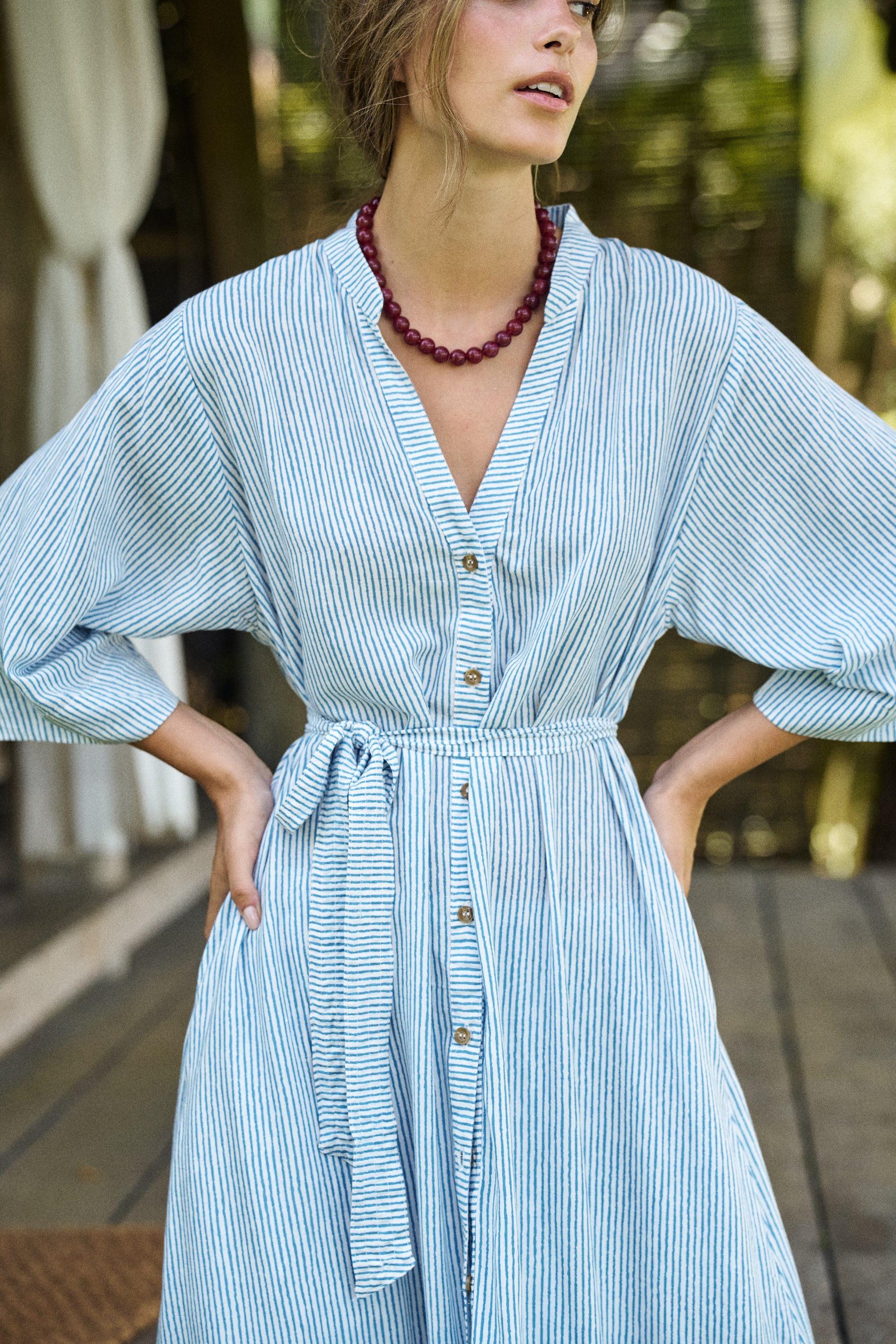 Shirt Dress | Coastal Mini Stripe - Saffron Road