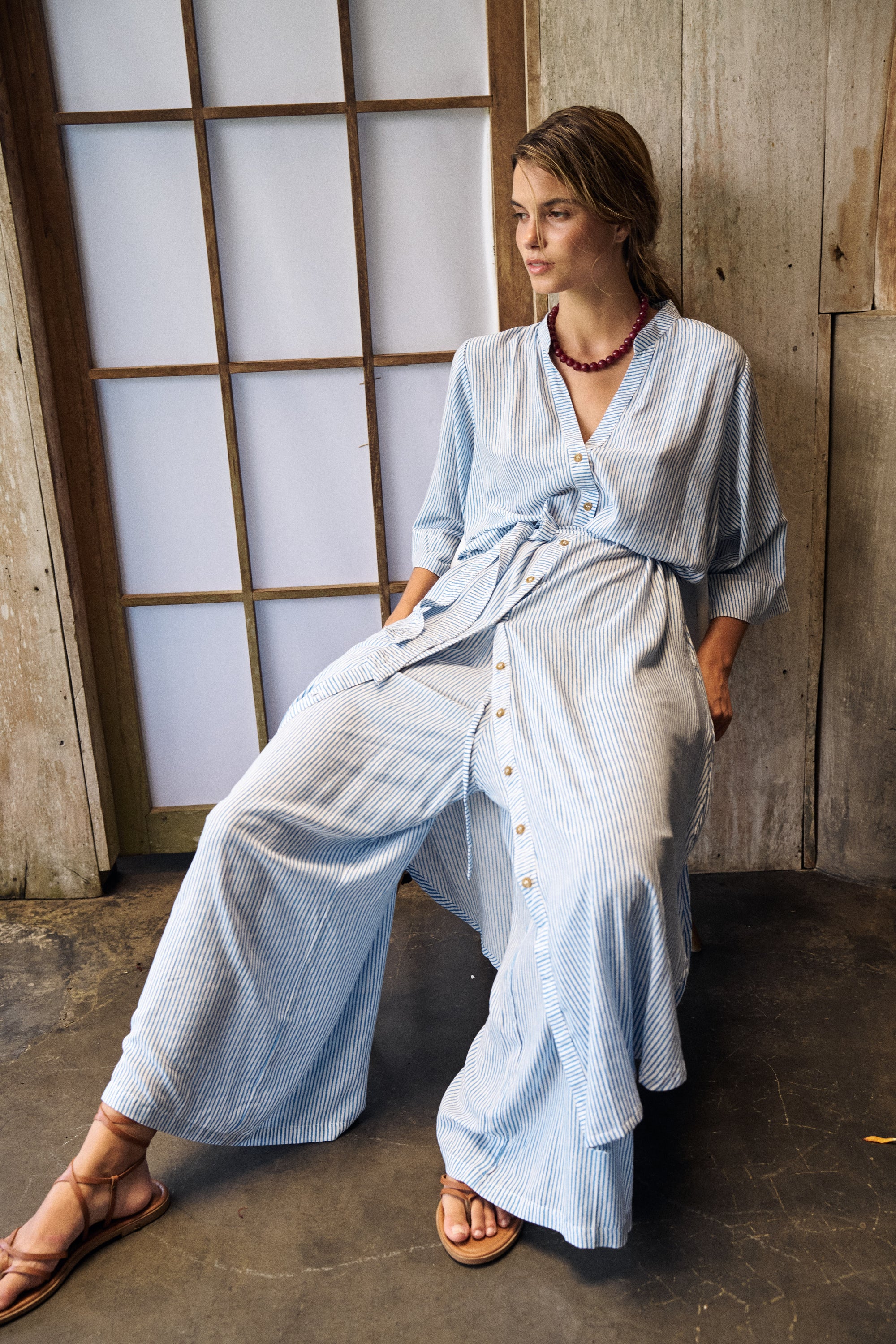 Island Pant | Coastal Mini Stripe - Saffron Road