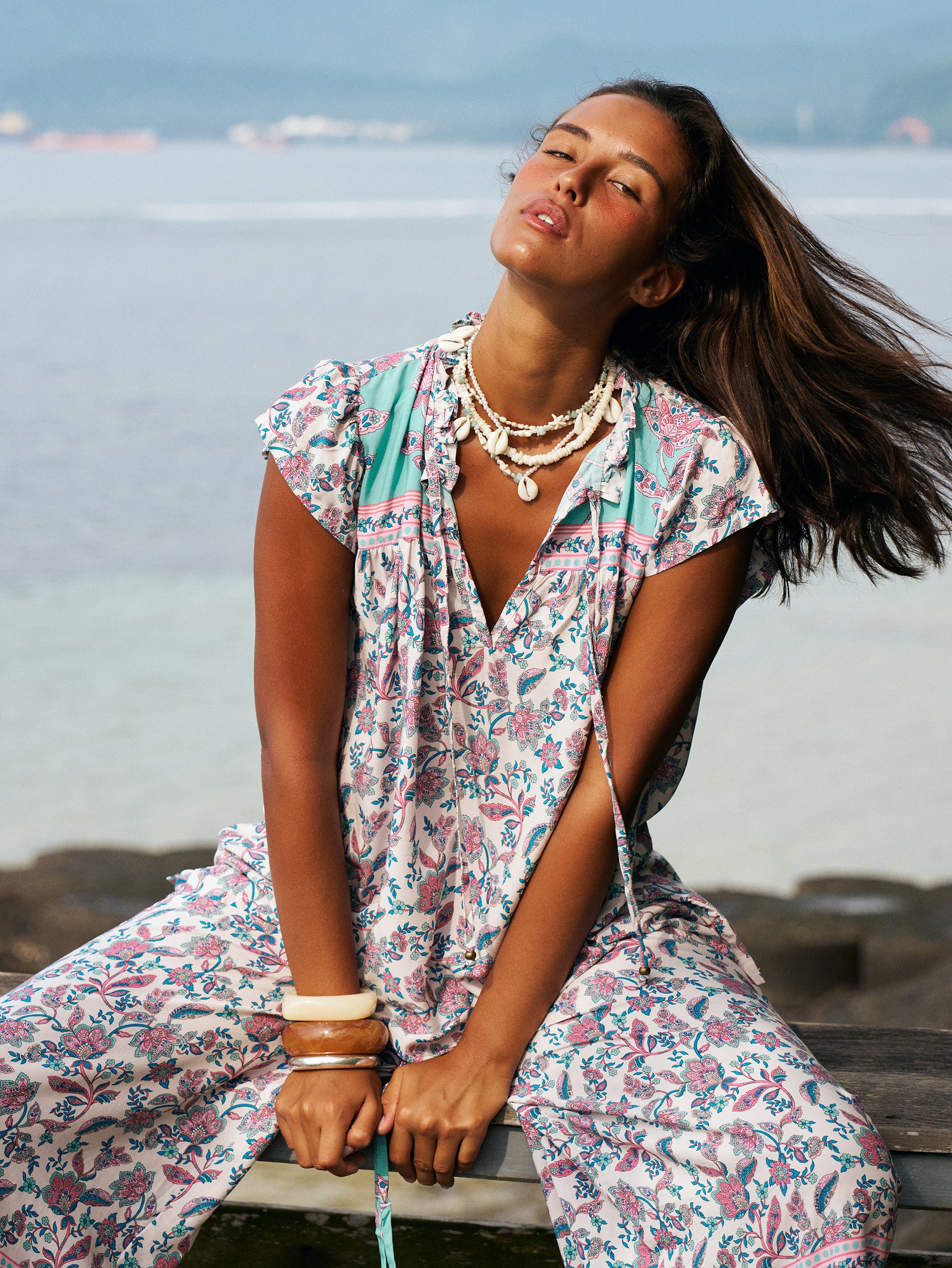 Freddie Blouse (Short Sleeve) | Turquoise Bloom - Saffron Road