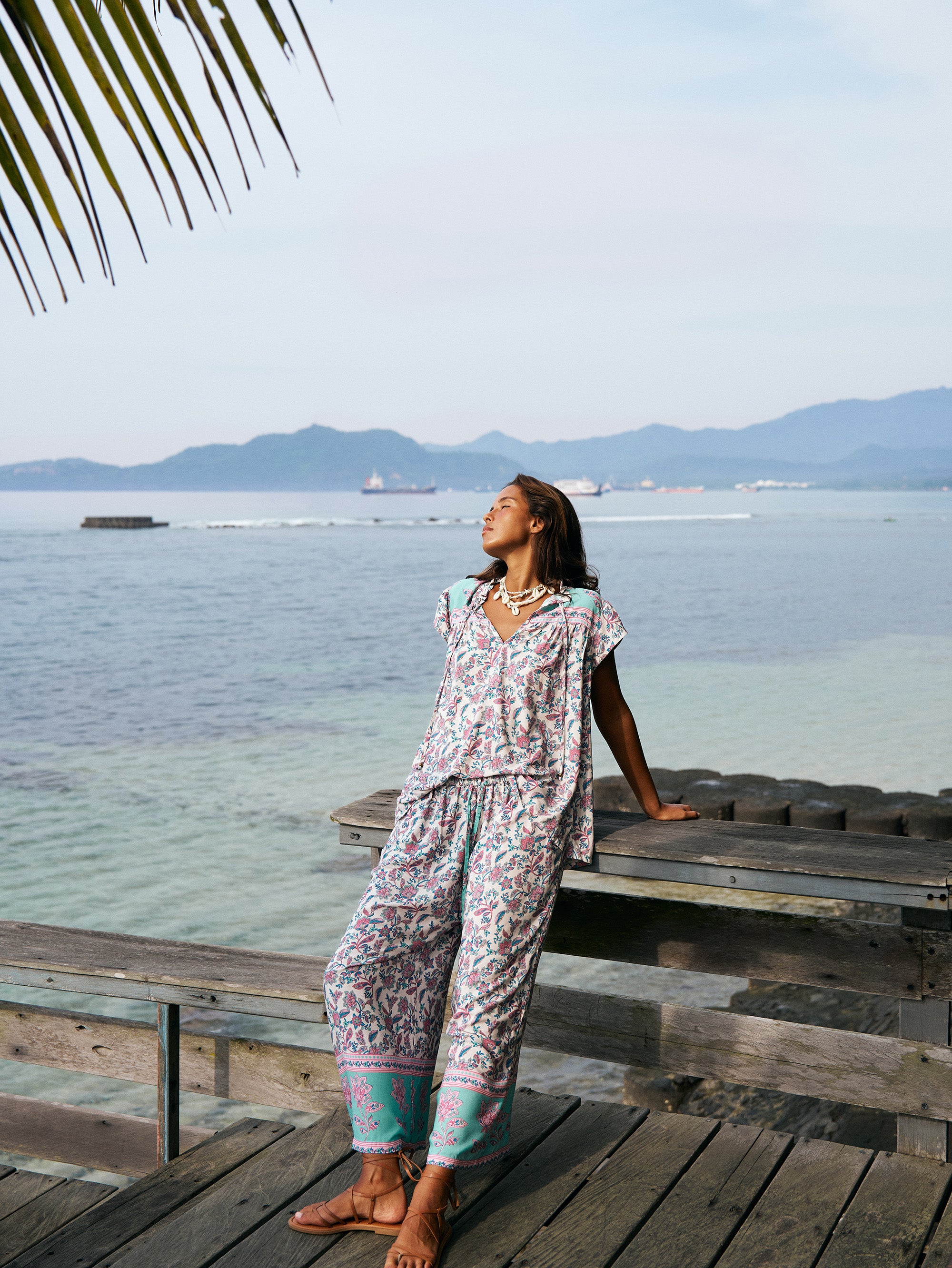 Freddie Blouse (Short Sleeve) | Turquoise Bloom - Saffron Road