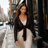Waterfall Wrap Cardigan | Mohair Knit | Chocolate