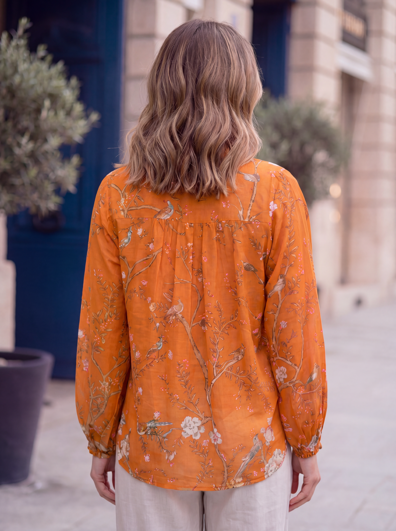 Natalya Blouse | Orange Lovebird - Saffron Road
