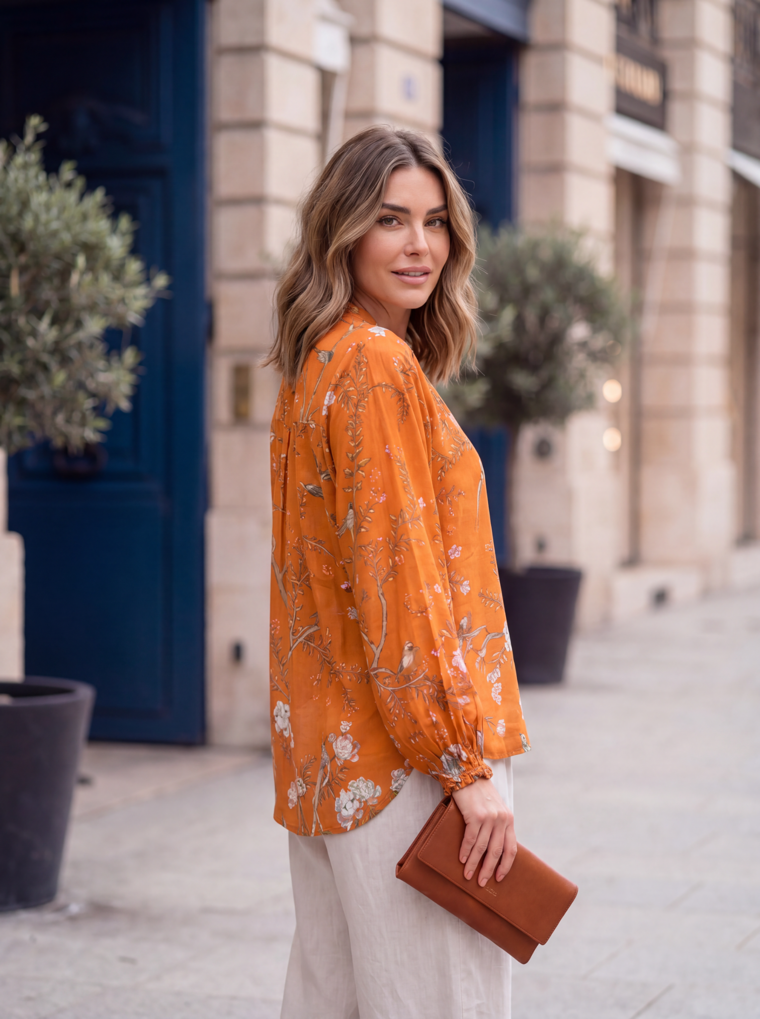Natalya Blouse | Orange Lovebird - Saffron Road