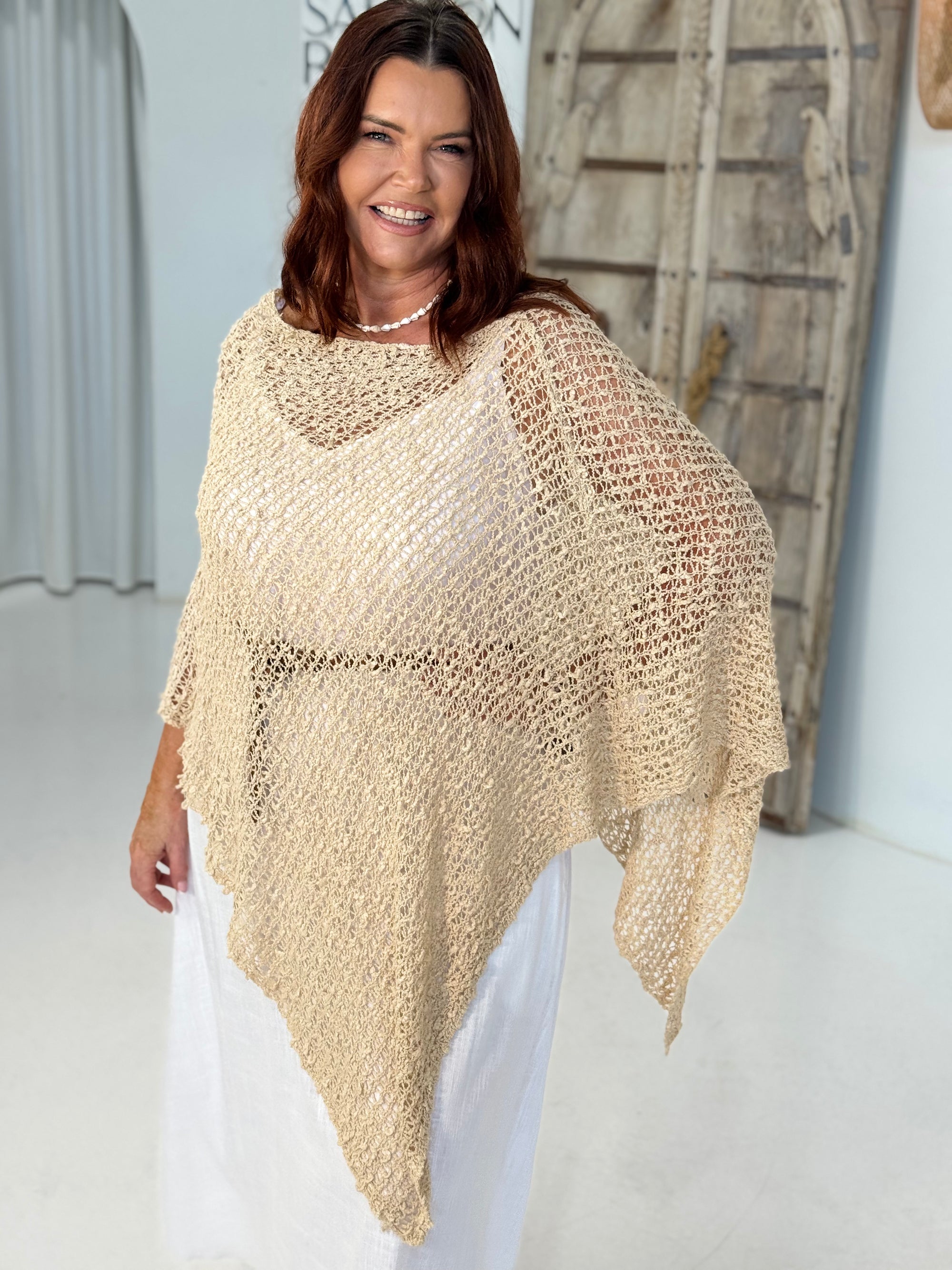 Poncho Knit | Natural - Saffron Road