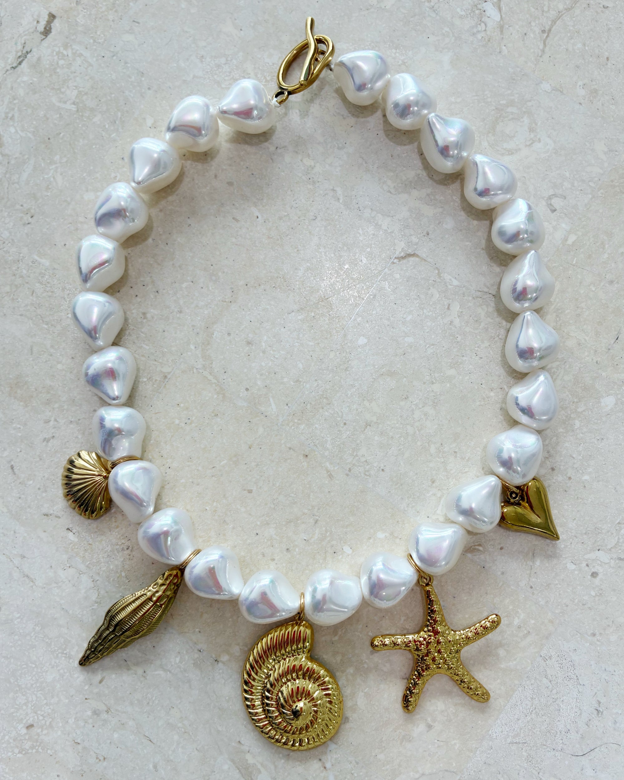 Baroque Pearl Choker with Ocean Charms | 45 - Saffron Road
