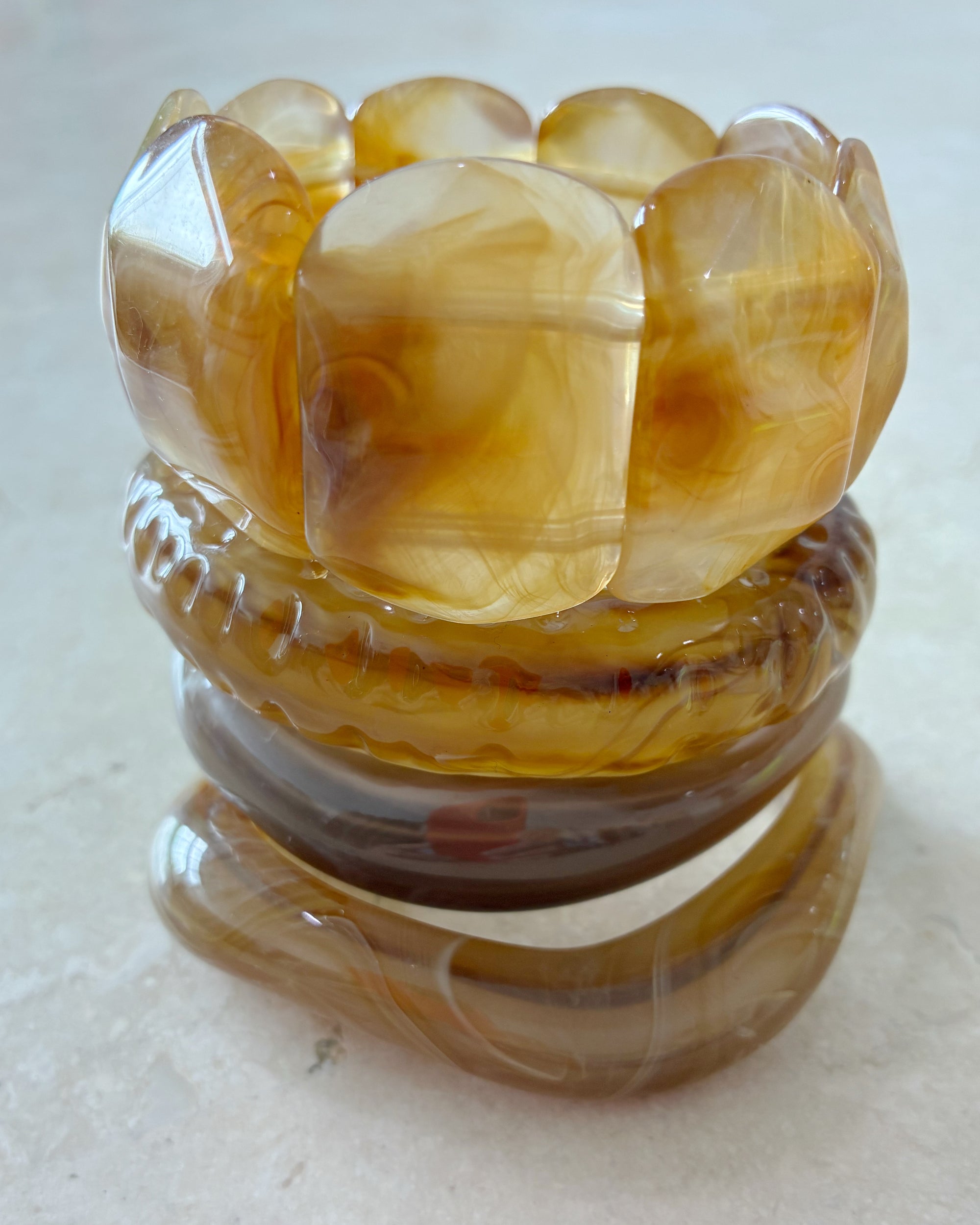 Resin Bangle 3 | Toffee Ribbed - Saffron Road