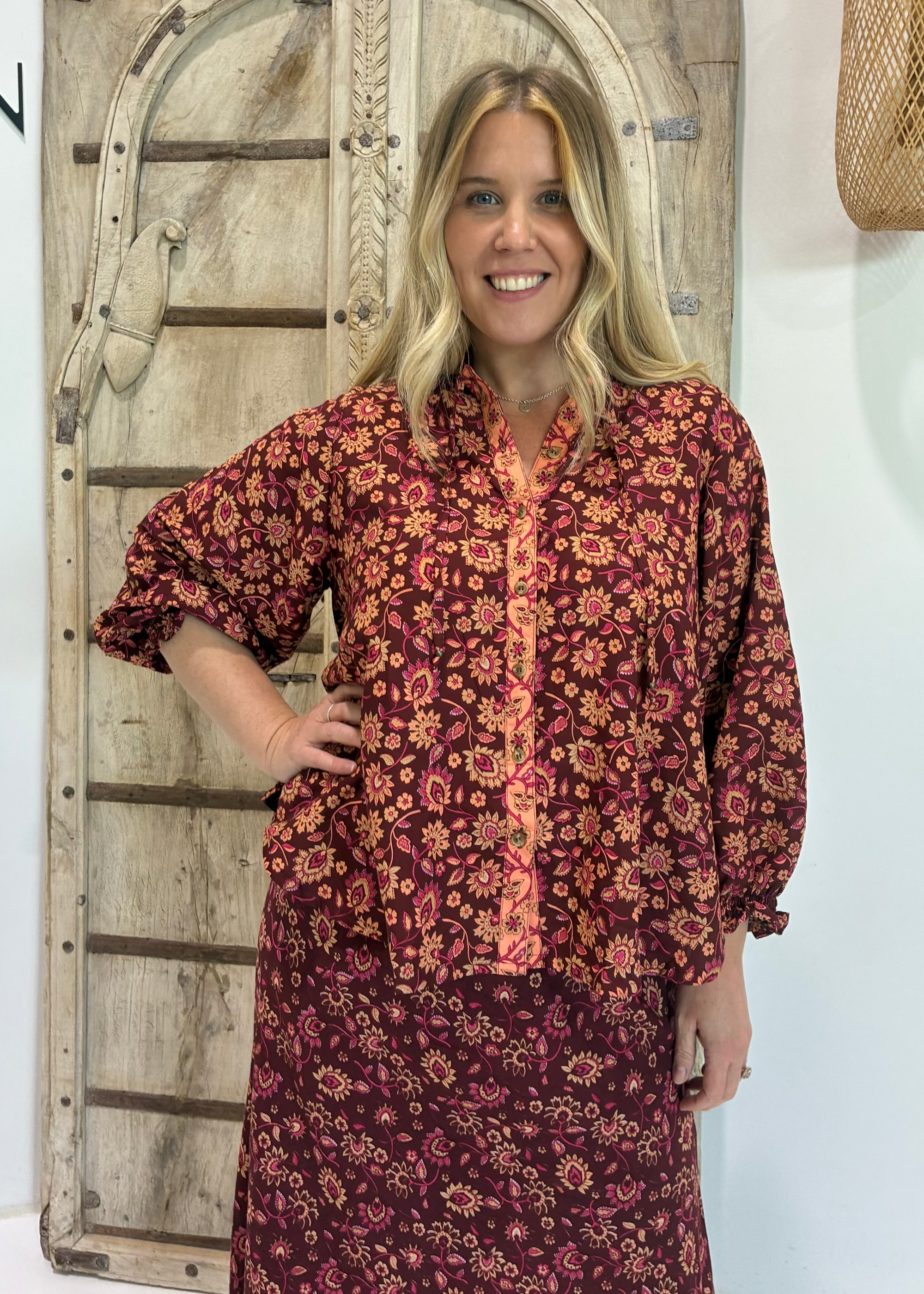 Luna Blouse | Winter Wine - Saffron Road