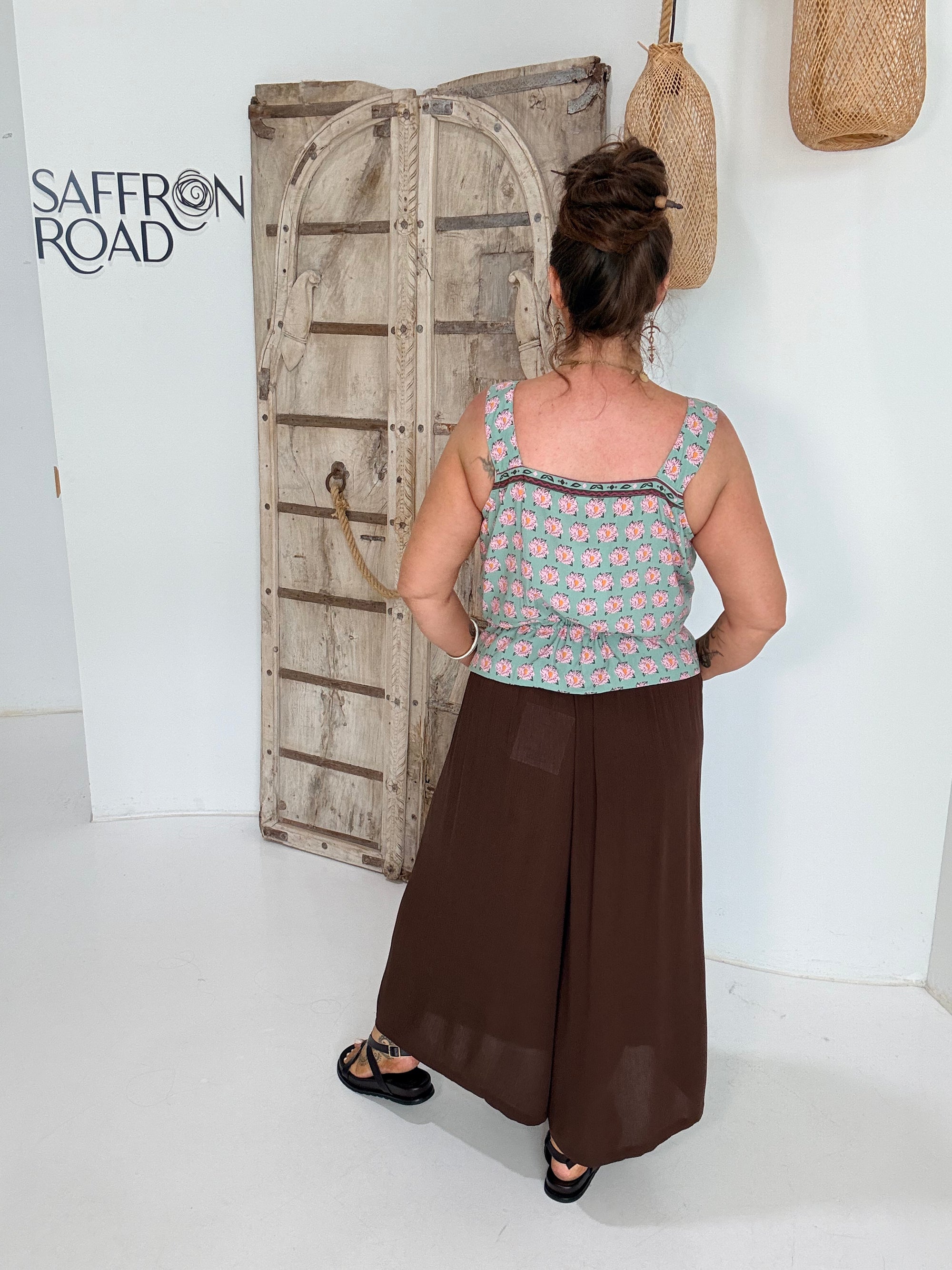 Emma Drawstring Tank | Sage Peony - Saffron Road