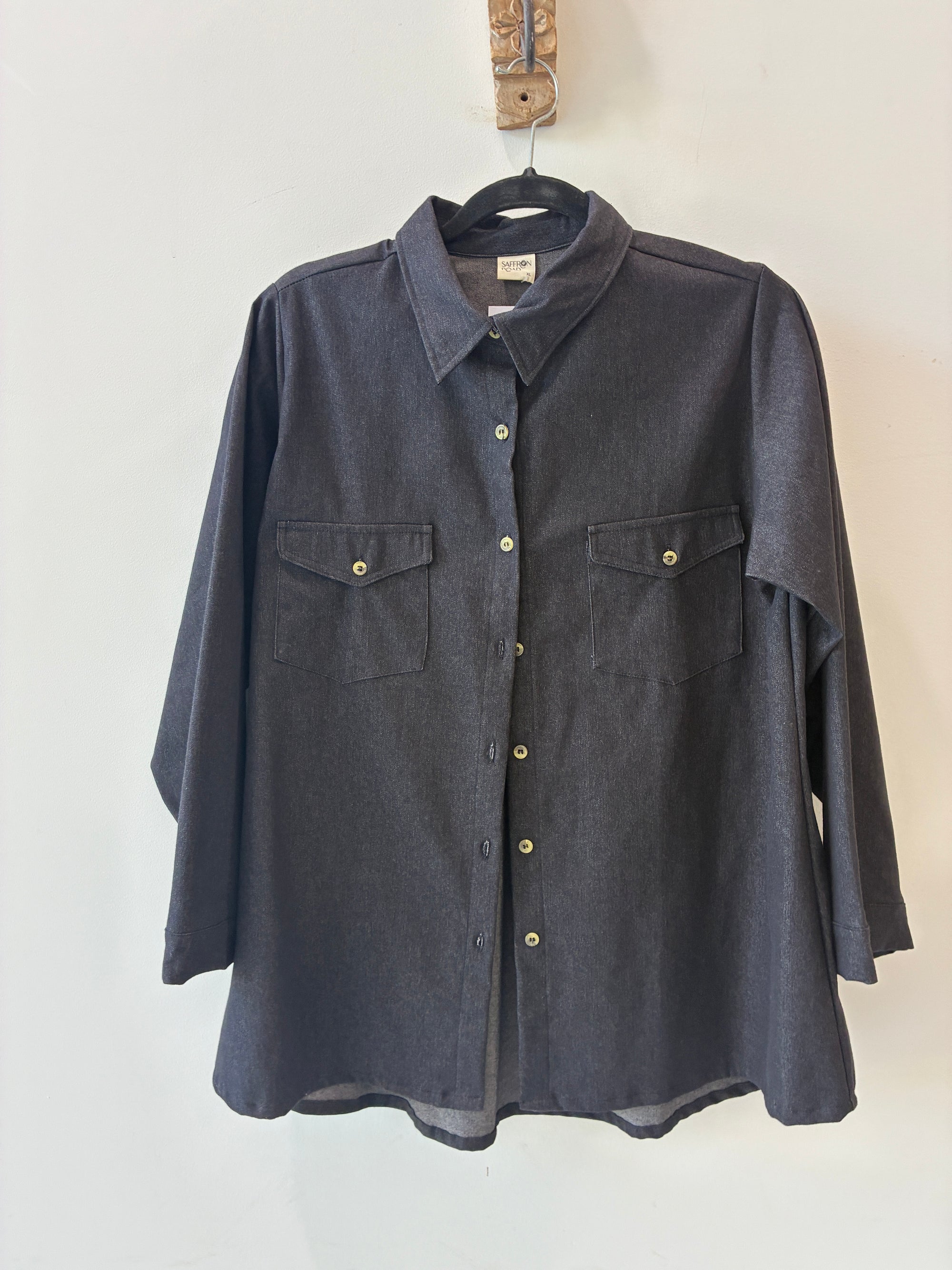 SAMPLE 5 | Dasiy Shirt with pockets in Black Denim - Saffron Road