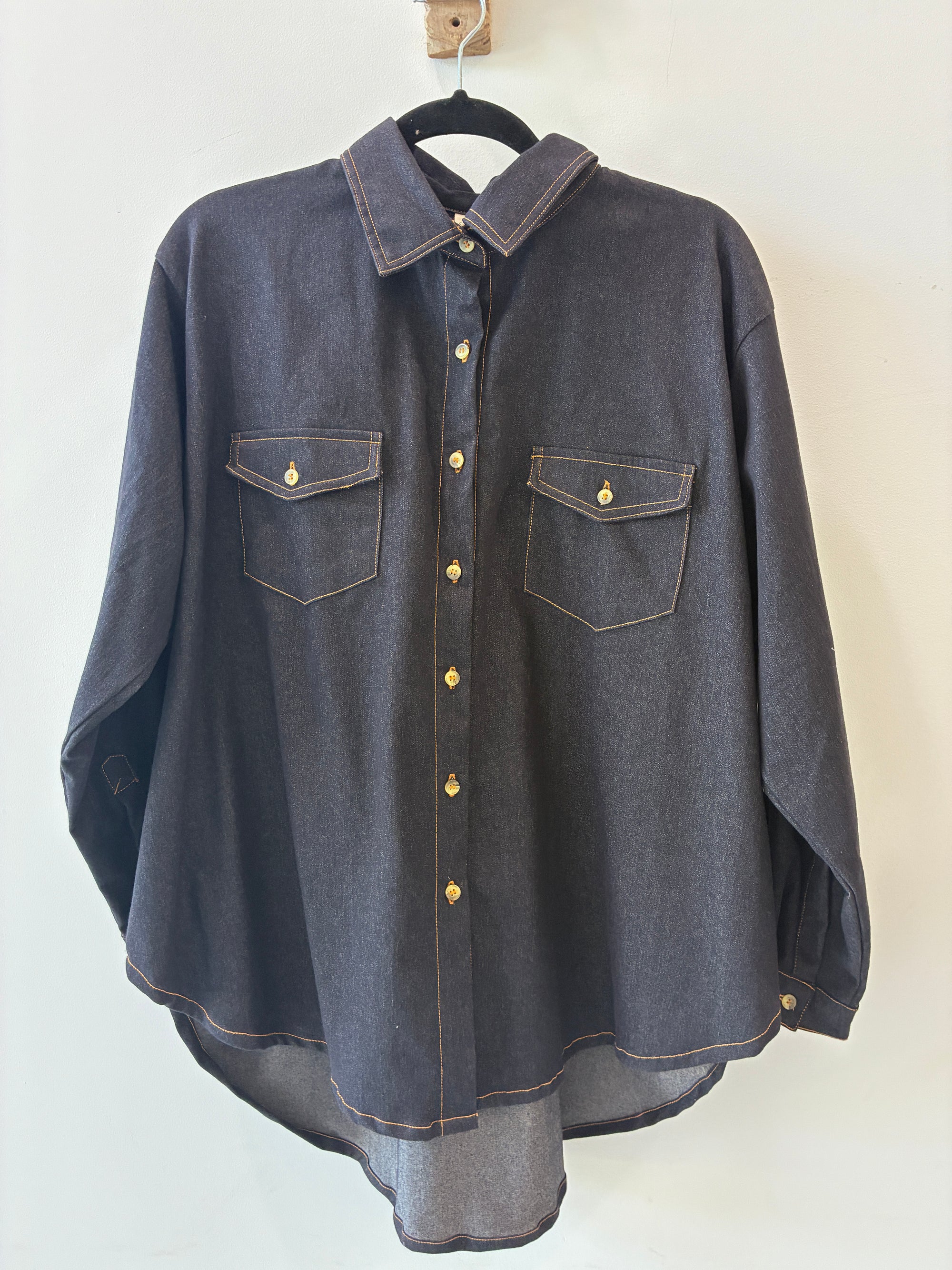 SAMPLE 6 | Military Shirt LS Black Denim - Saffron Road