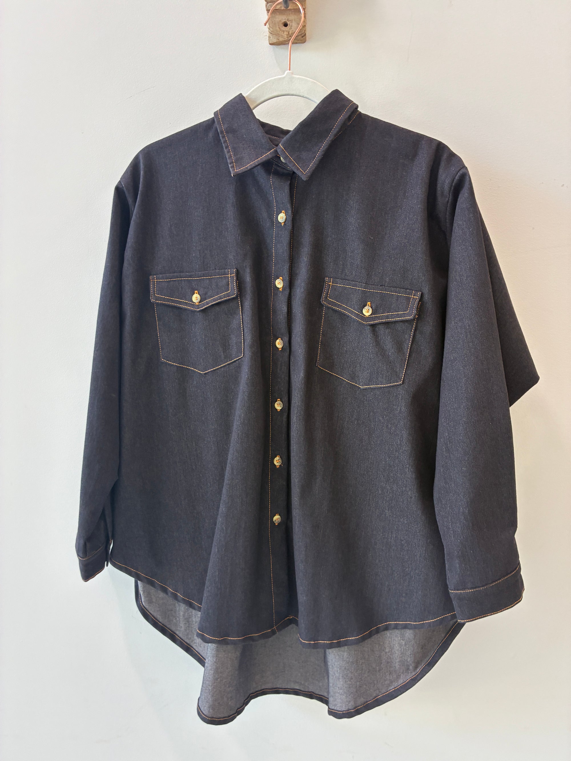 SAMPLE 6 | Military Shirt LS Black Denim - Saffron Road