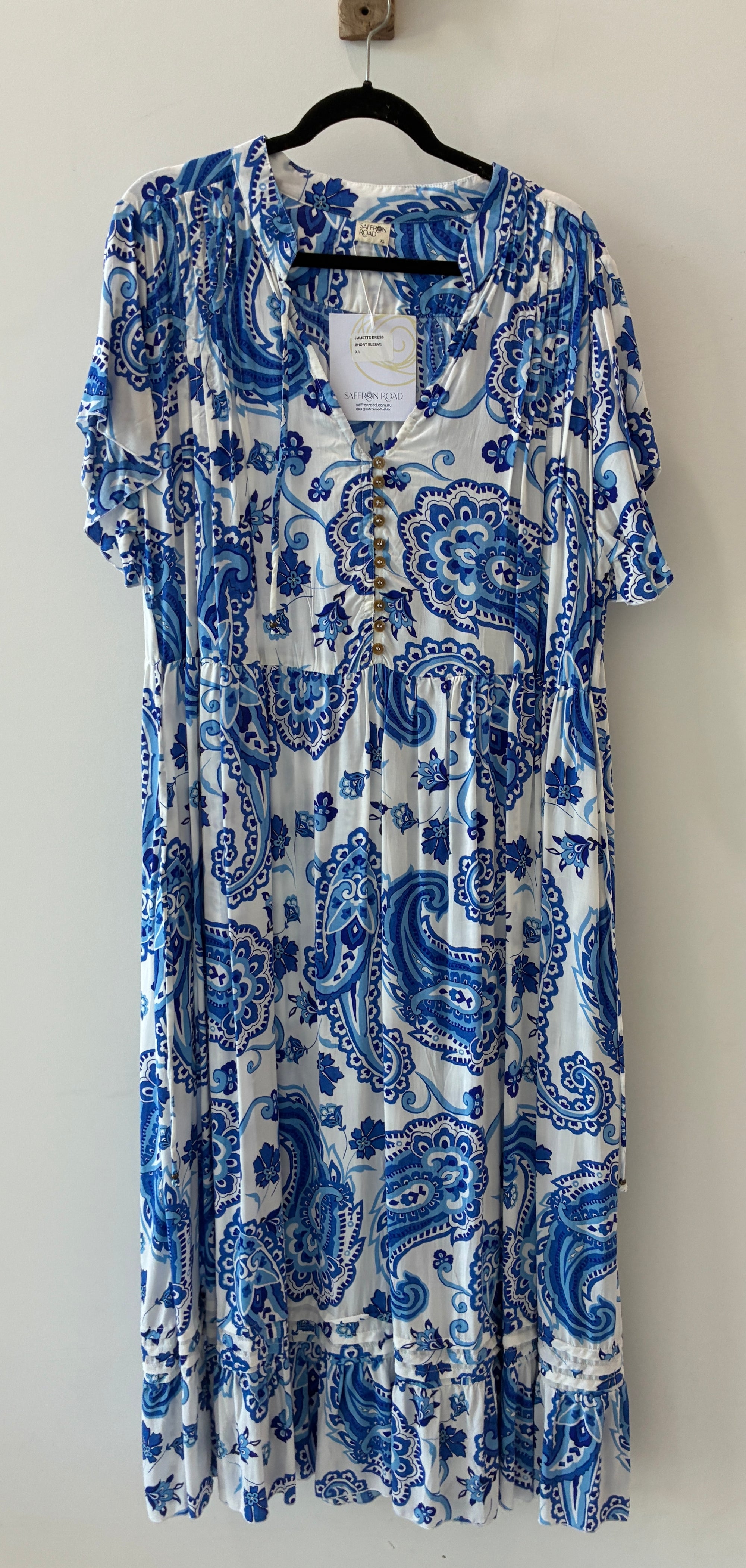 SAMPLE 15 | Juliette Dress S/S in Blue Paisley - Saffron Road