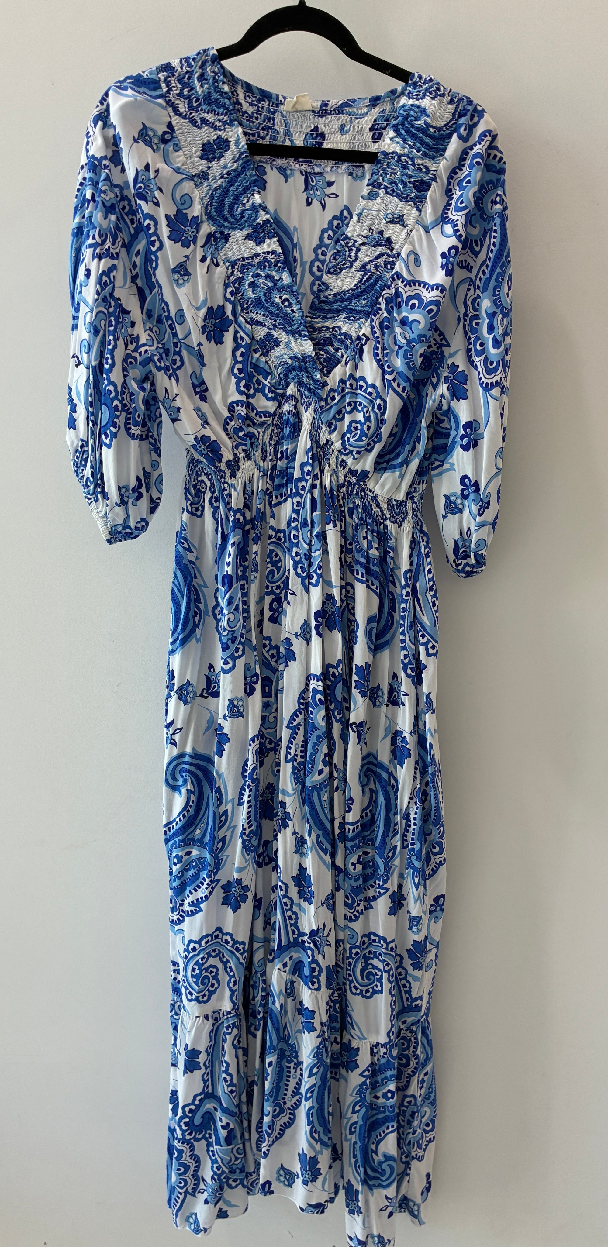 SAMPLE 16 | Barcelona Dress in Blue Paisley - Saffron Road