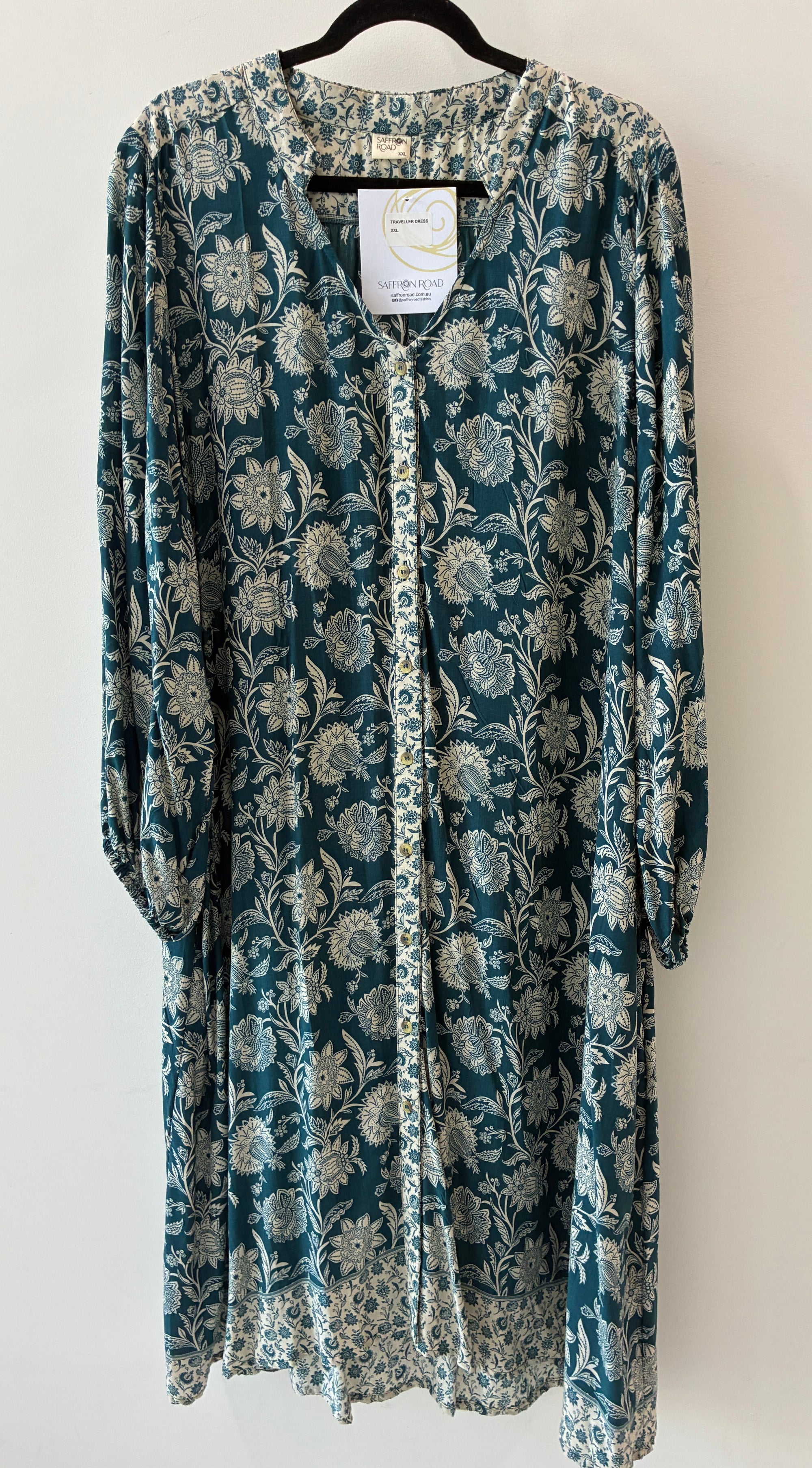 SAMPLE 18 | Traveller Dress Midi Vintage Teal - Saffron Road