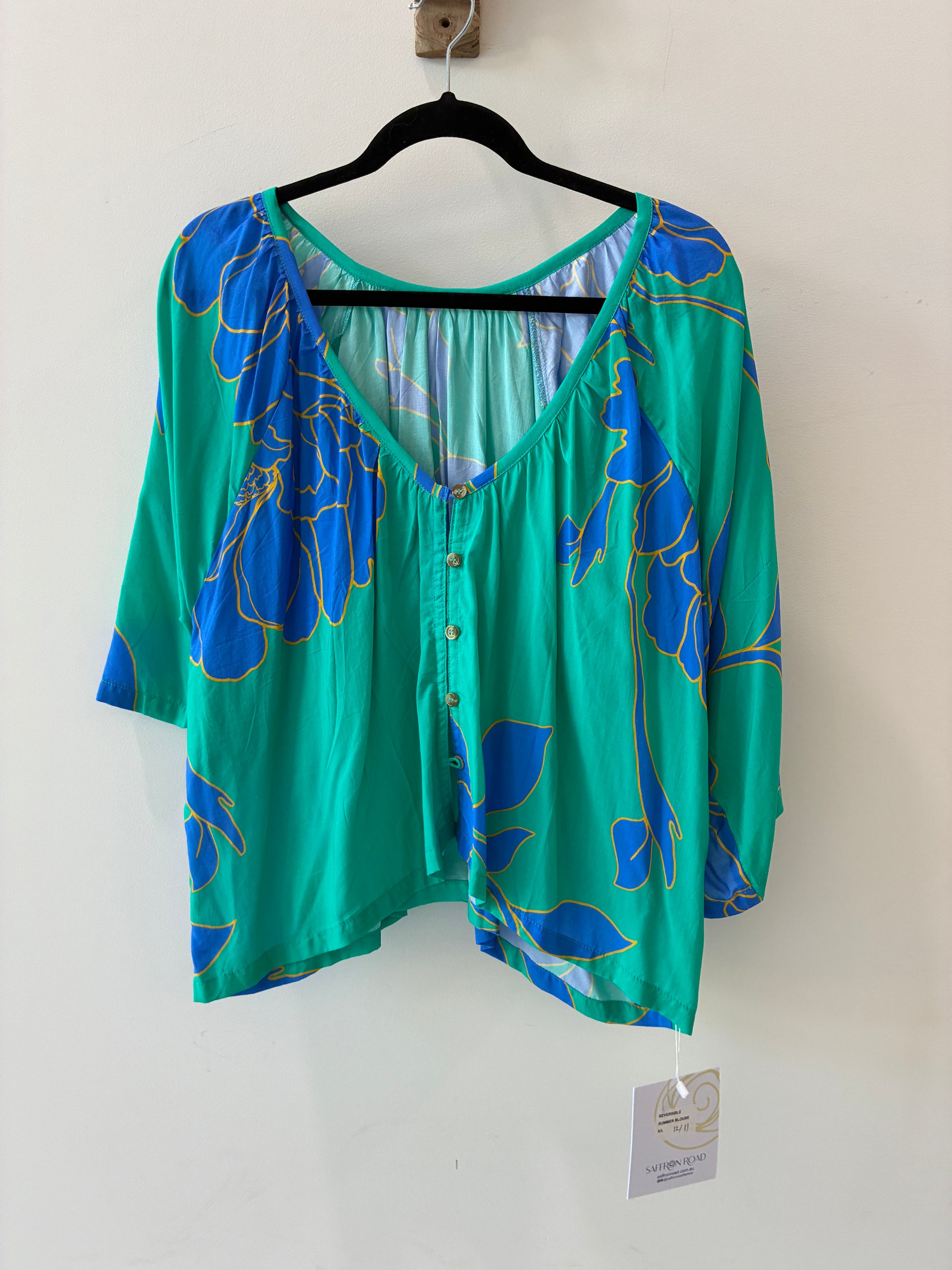 SAMPLE 29 | Summer Blouse in Azure Botanica - Saffron Road