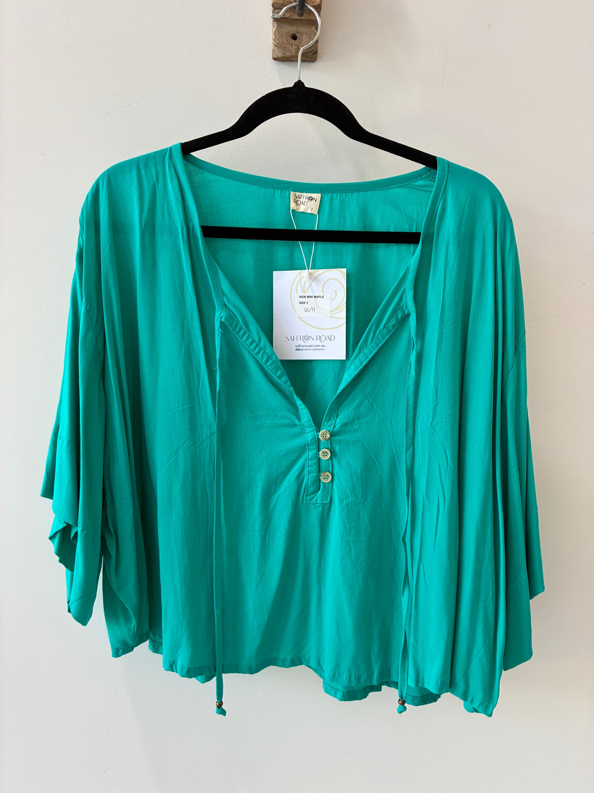SAMPLE 7 | Mini Maple Top in Jade rayon voille - Saffron Road