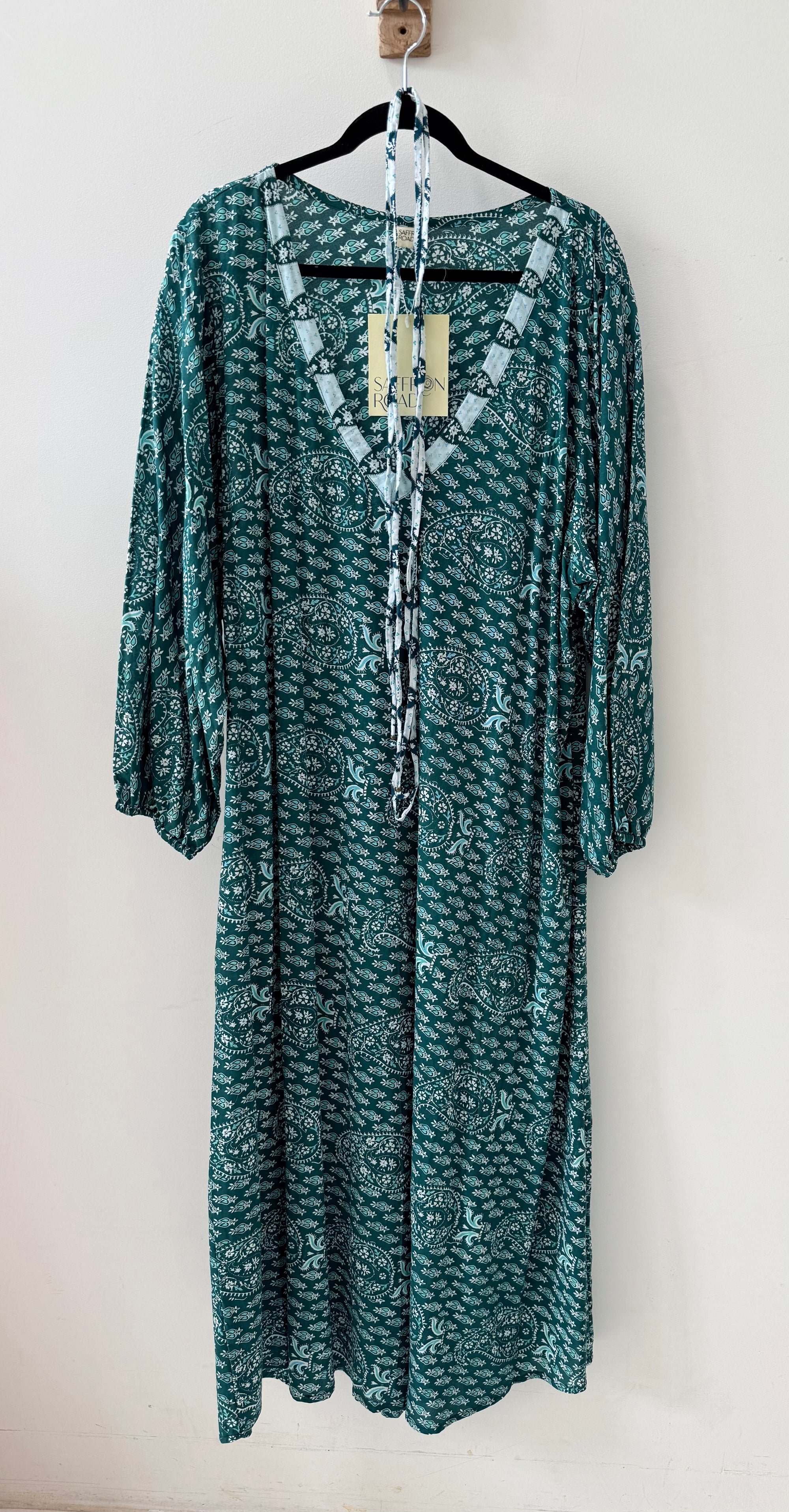 SAMPLE 1 - Viv Dress with Sleeve in Green Block - Saffron Road
