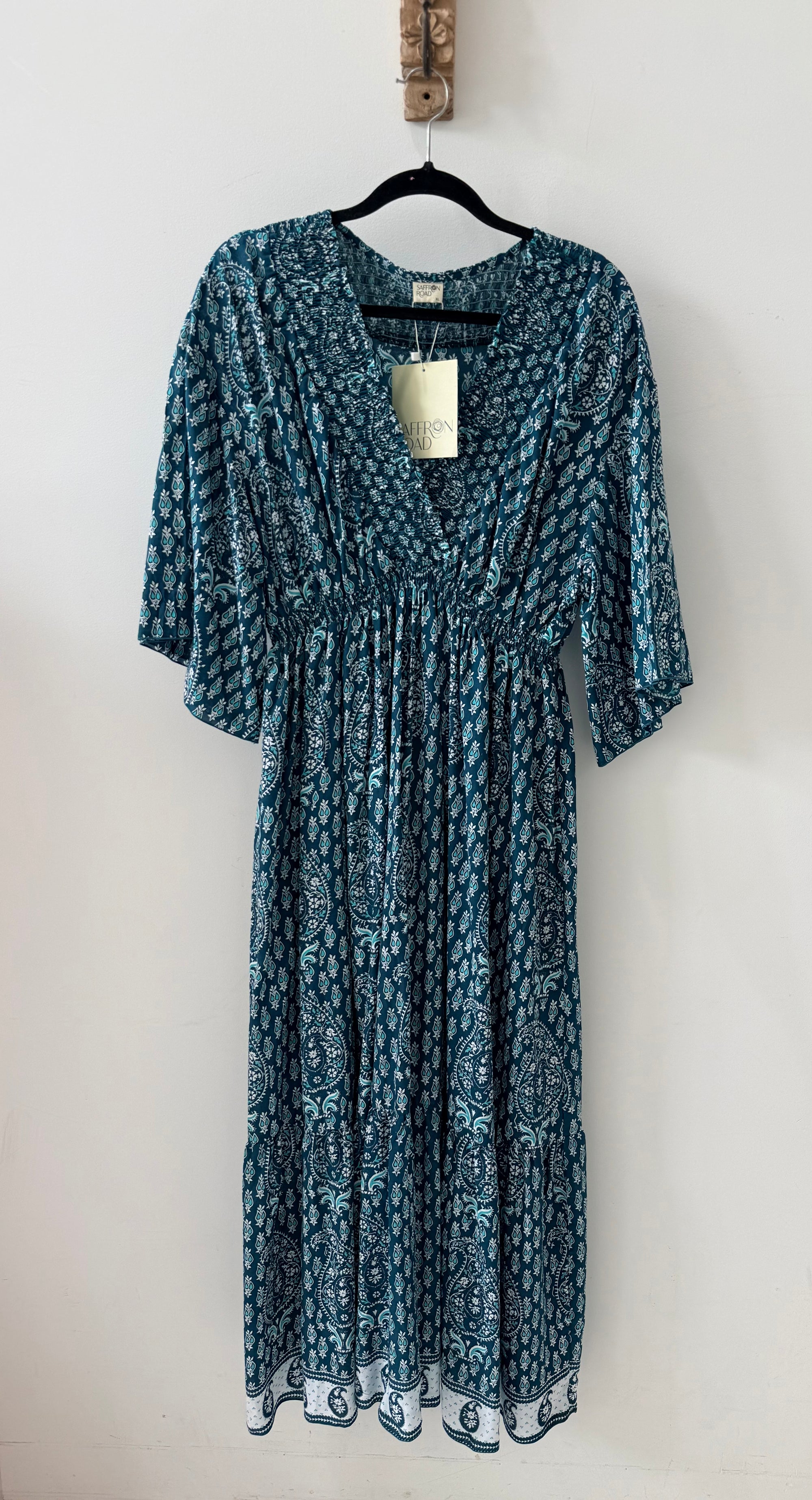 SAMPLE 5 - Barcelona Dress in Teal Block - Saffron Road