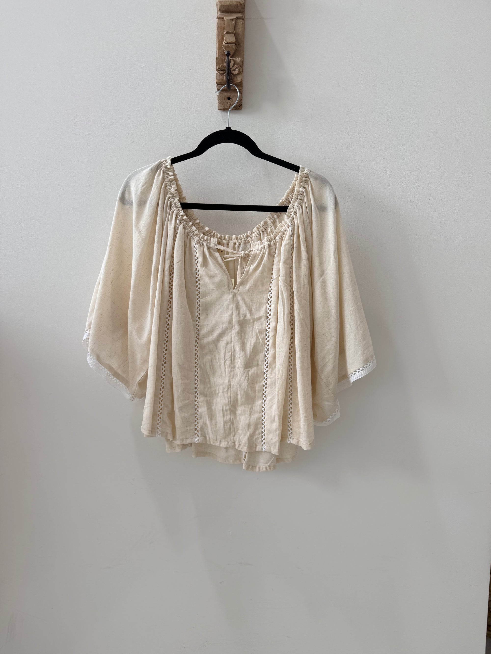 SAMPLE 38 - Festival Dreaming Blouse - Viscose Linen with Lace - Saffron Road