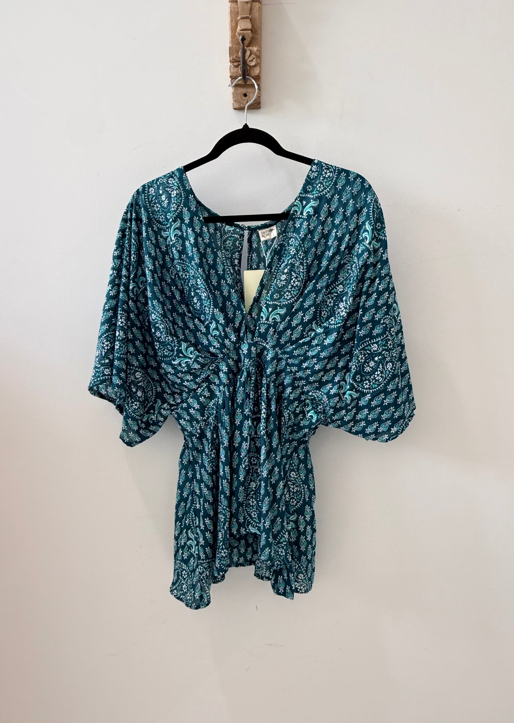 SAMPLE 40 - Meredith top in Teal Block Print - Saffron Road