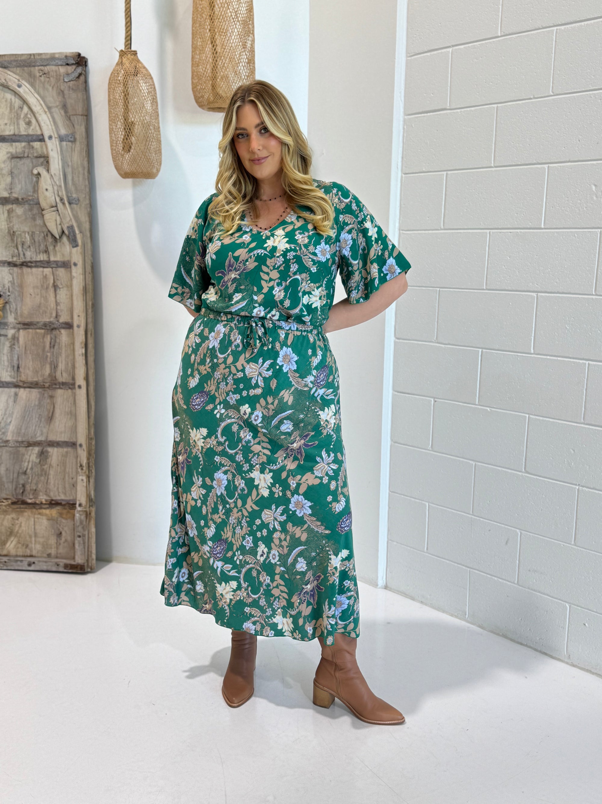 Violet Skirt | Midnight Garden Green - Saffron Road