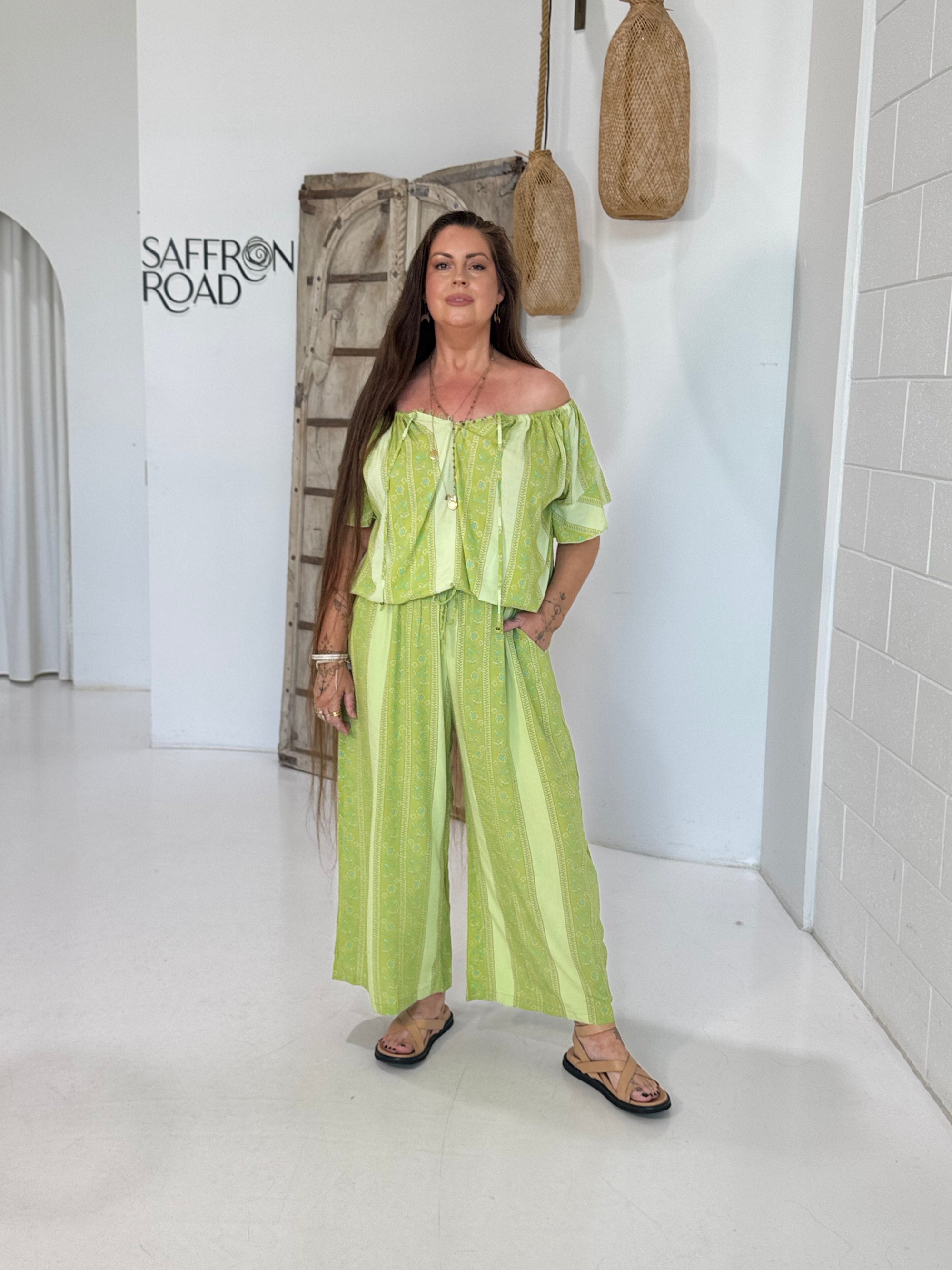 Island Pant | Festival Lime - Saffron Road